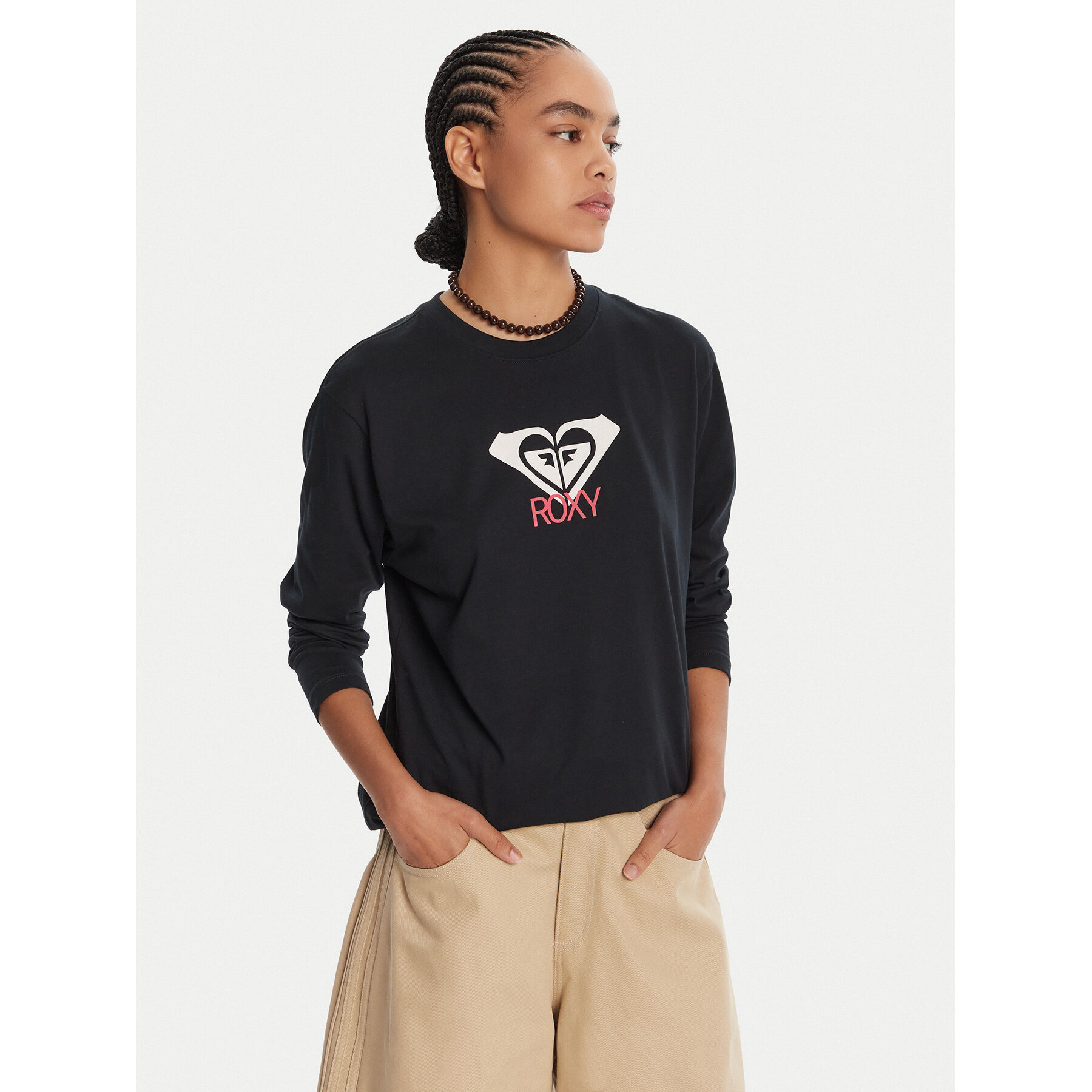 Roxy Bluzka Hangloose Art Ls ERJZT06035 Czarny Regular Fit