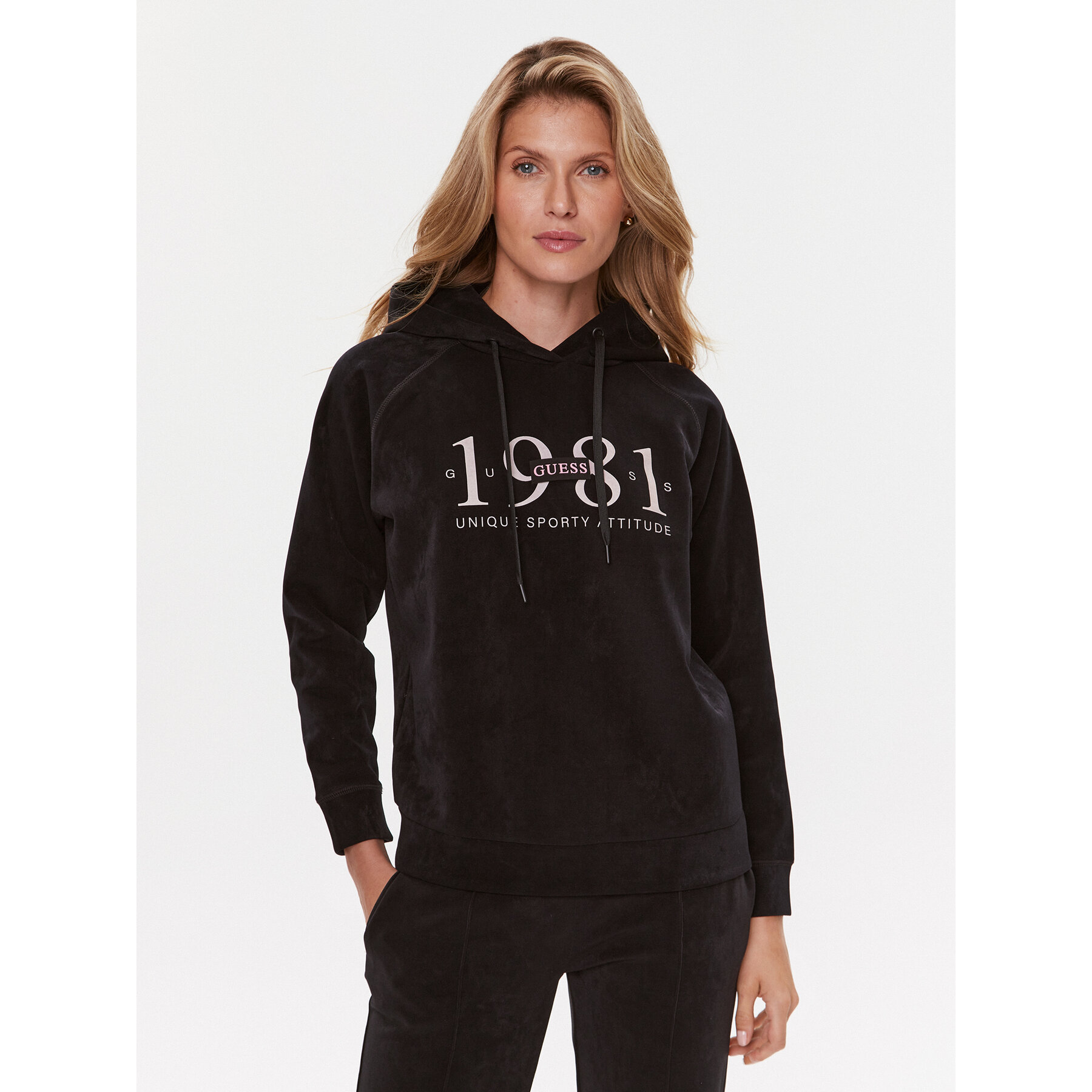 Guess Bluza Aleta V3BQ01 KBC00 Czarny Regular Fit