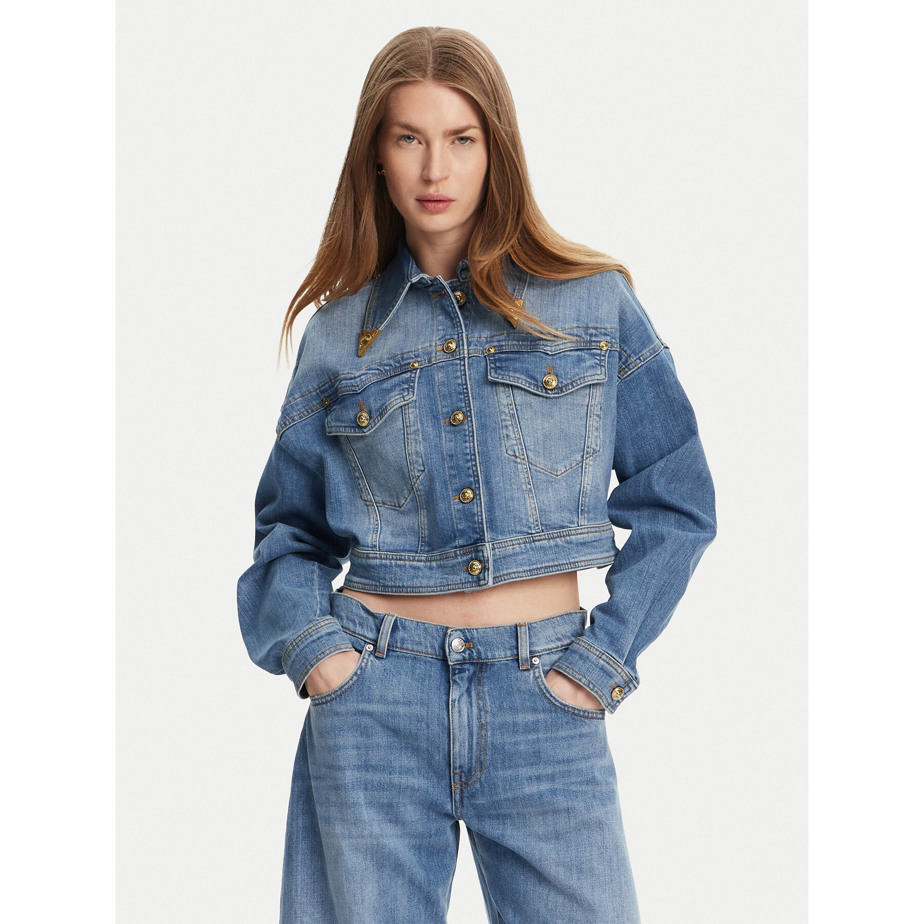 Versace Jeans Couture Kurtka jeansowa 78HAS450 Niebieski Relaxed Fit