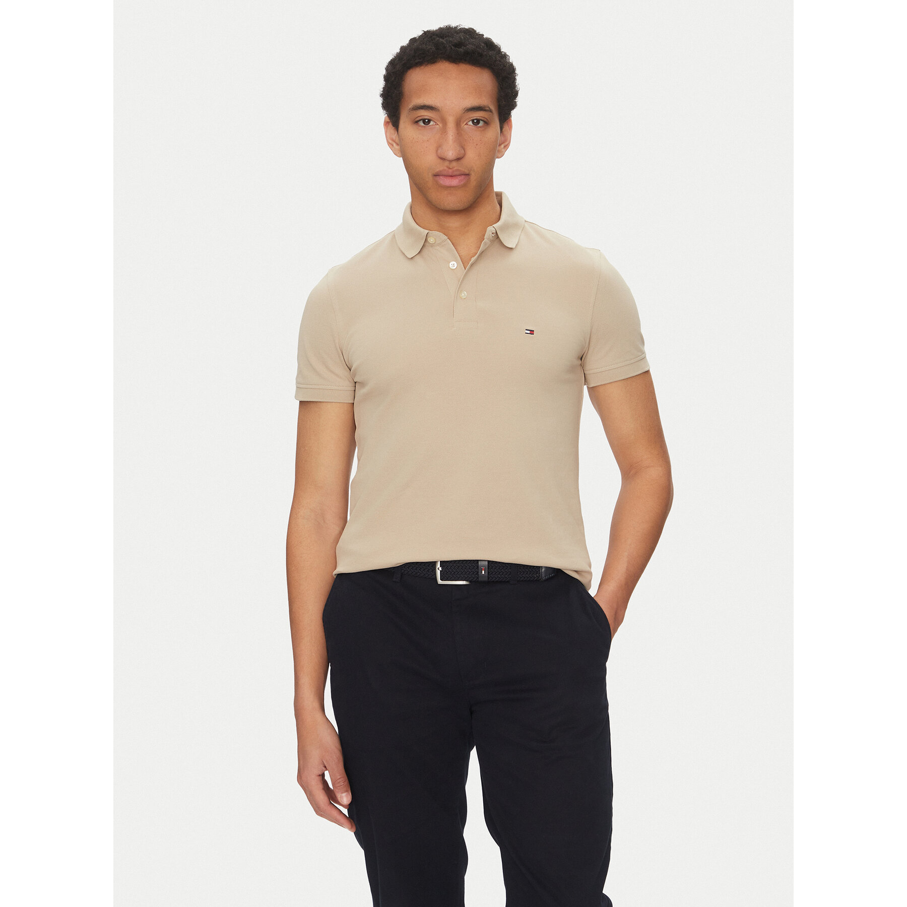 Tommy Hilfiger Polo 1985 MW0MW17771 Beżowy Slim Fit