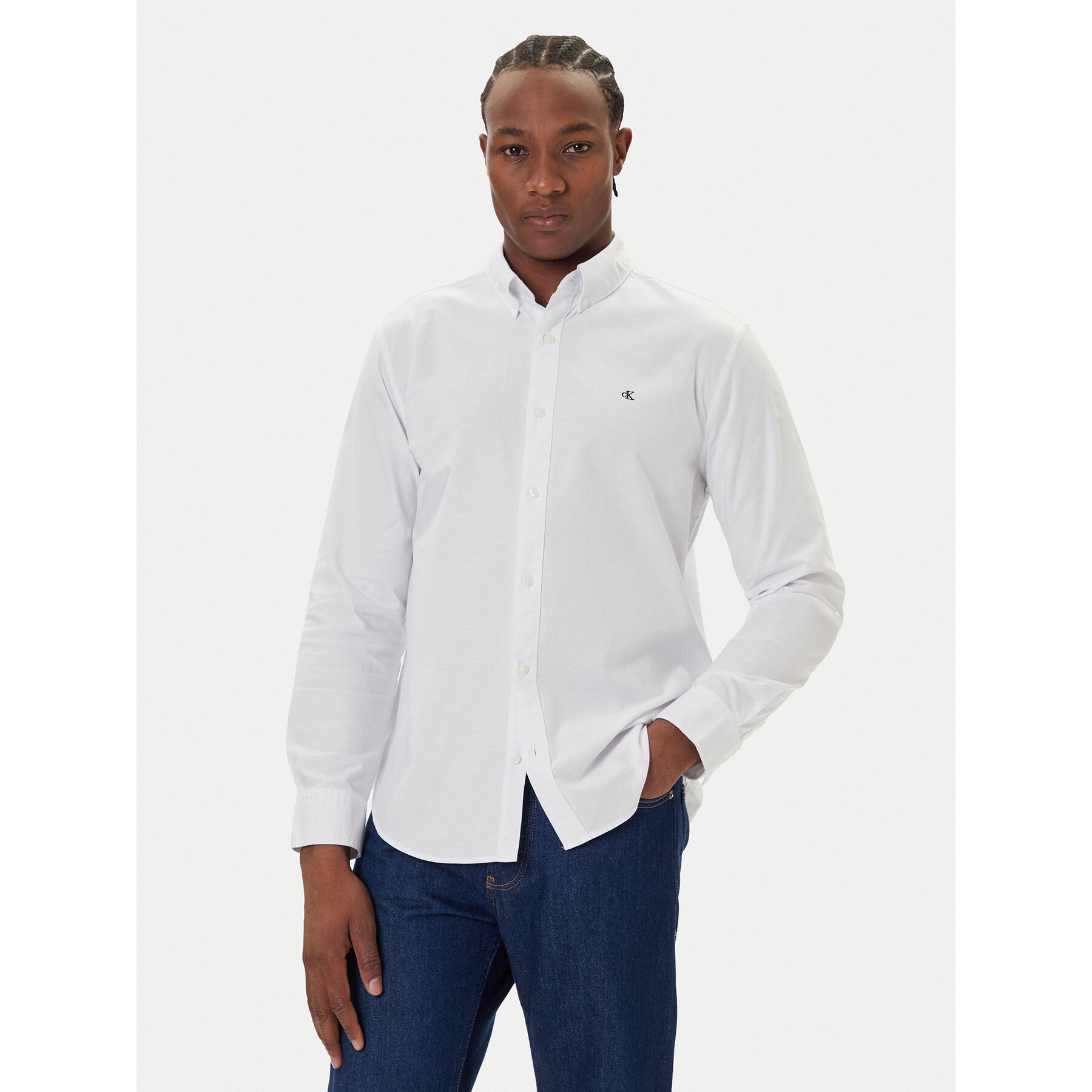 Calvin Klein Jeans Koszula Oxford Classic LV140EM125 Biały Regular Fit