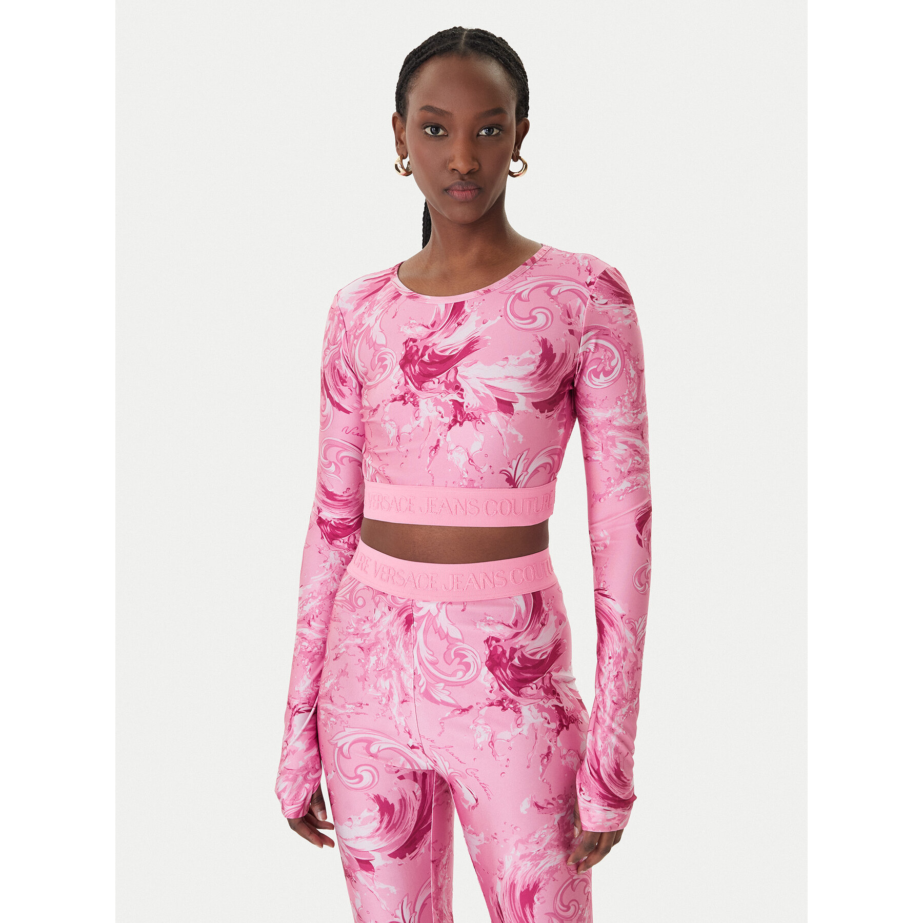 Versace Jeans Couture Bluzka 80HAH218 JS532 Różowy Slim Fit