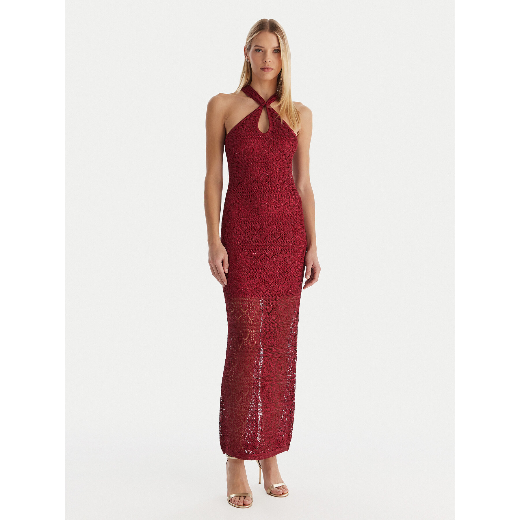 Guess Sukienka dzianinowa W5YK48 Z37G0 Bordowy Slim Fit