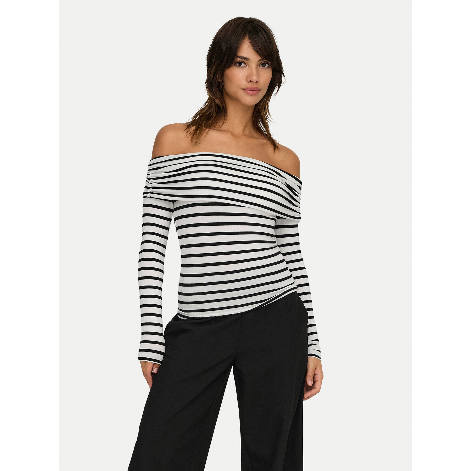 ONLY Bluzka Glamour 15339759 Biały Slim Fit