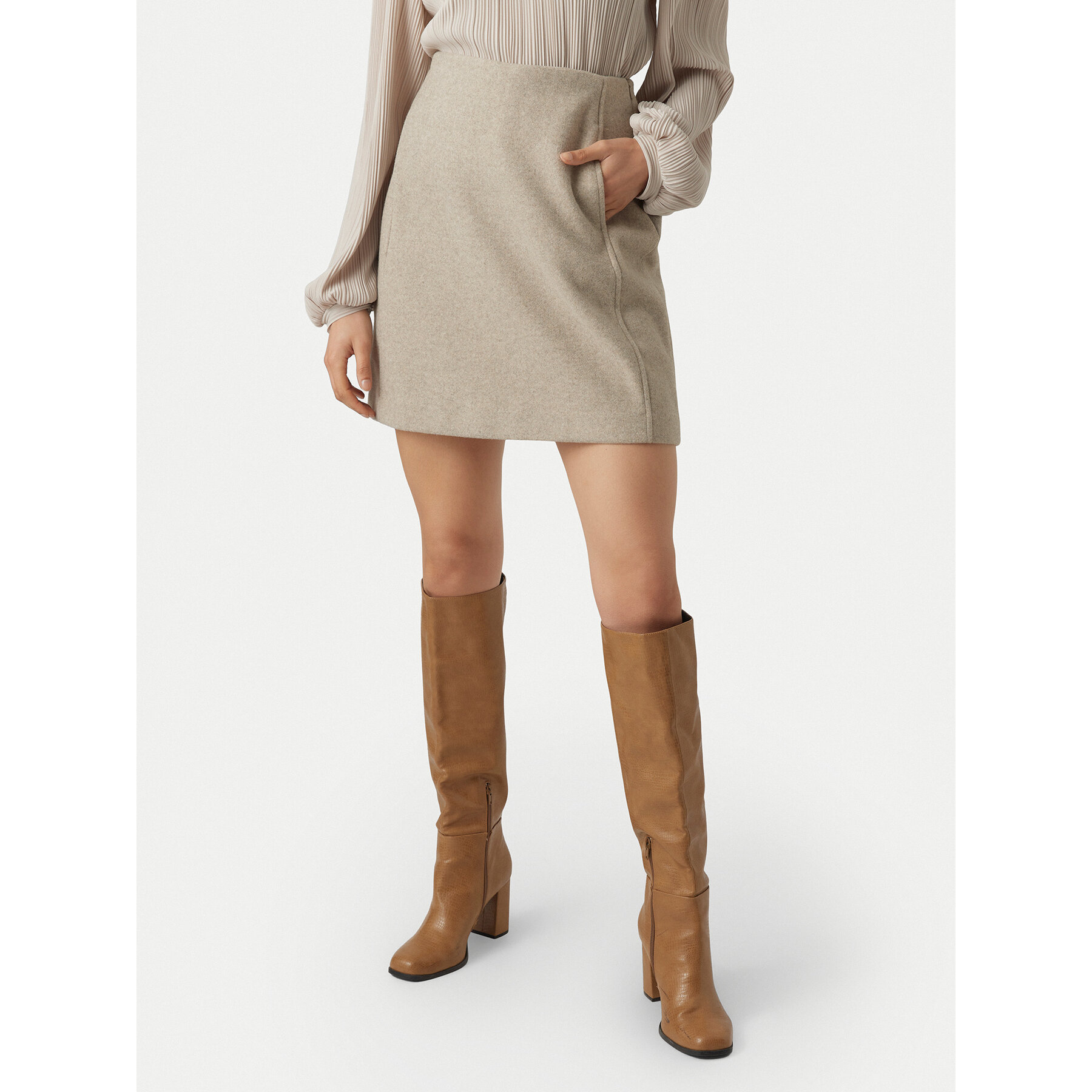 Vero Moda Spódnica ołówkowa Fortuneallison 10253954 Beżowy Slim Fit