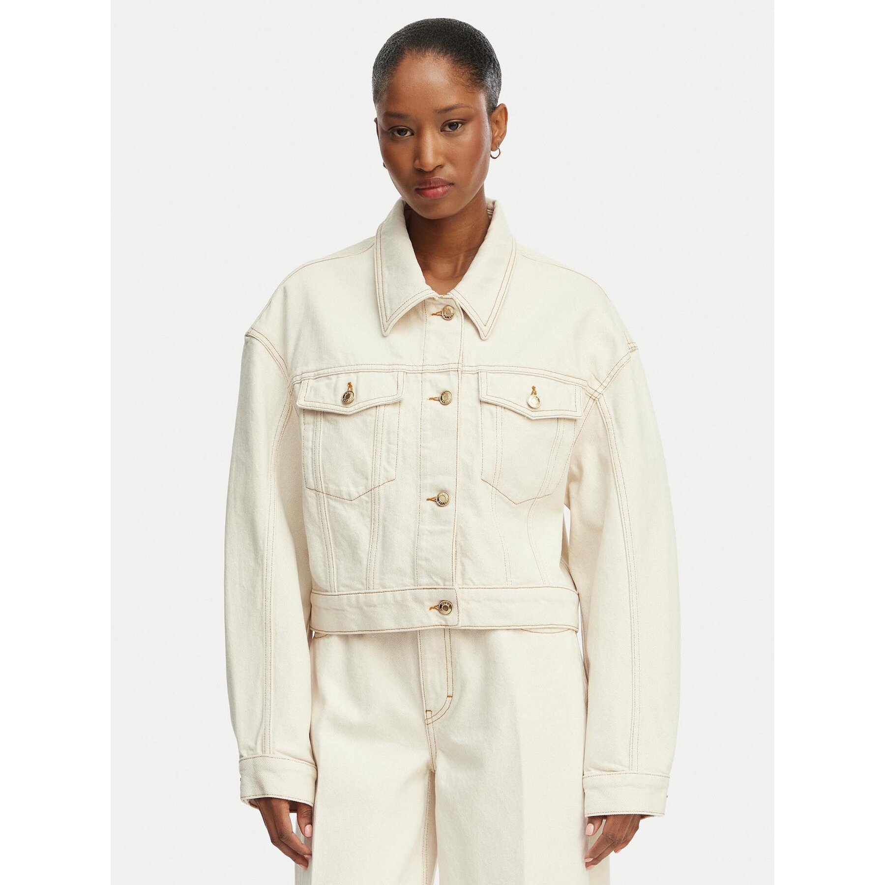 HUGO Kurtka jeansowa Gisolia 50559618 Écru Relaxed Fit
