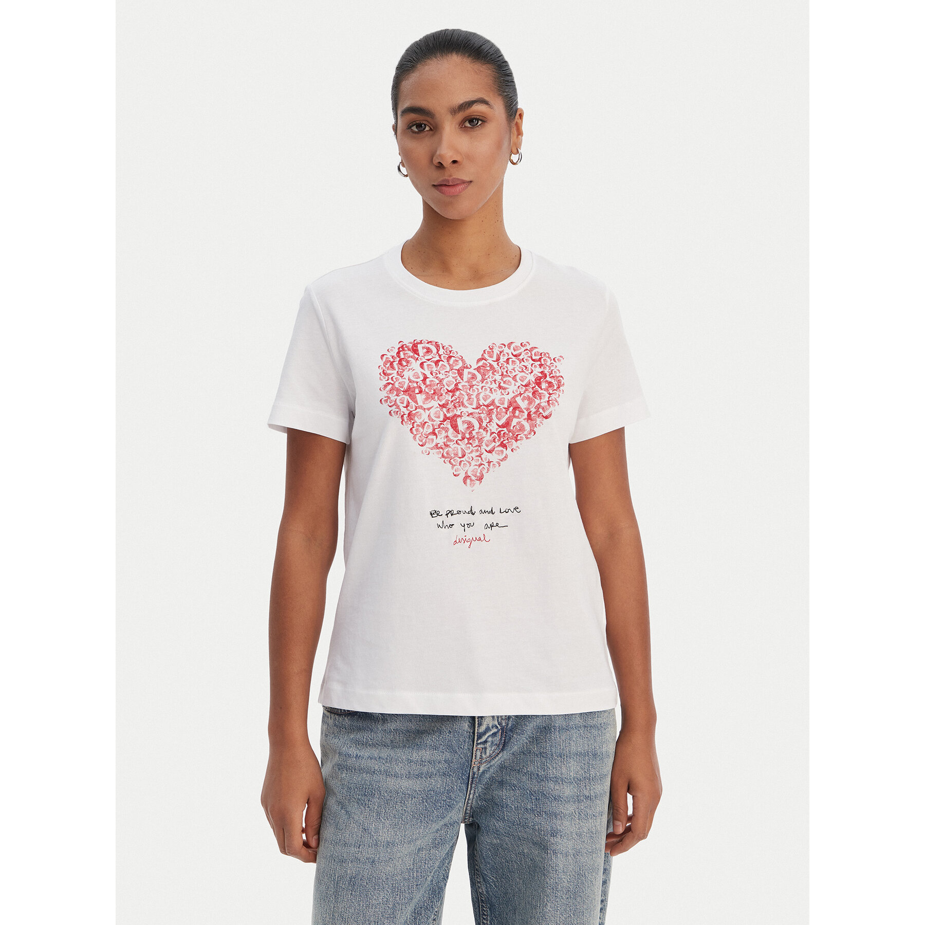 Desigual T-Shirt 26SWTK06 Biały Regular Fit
