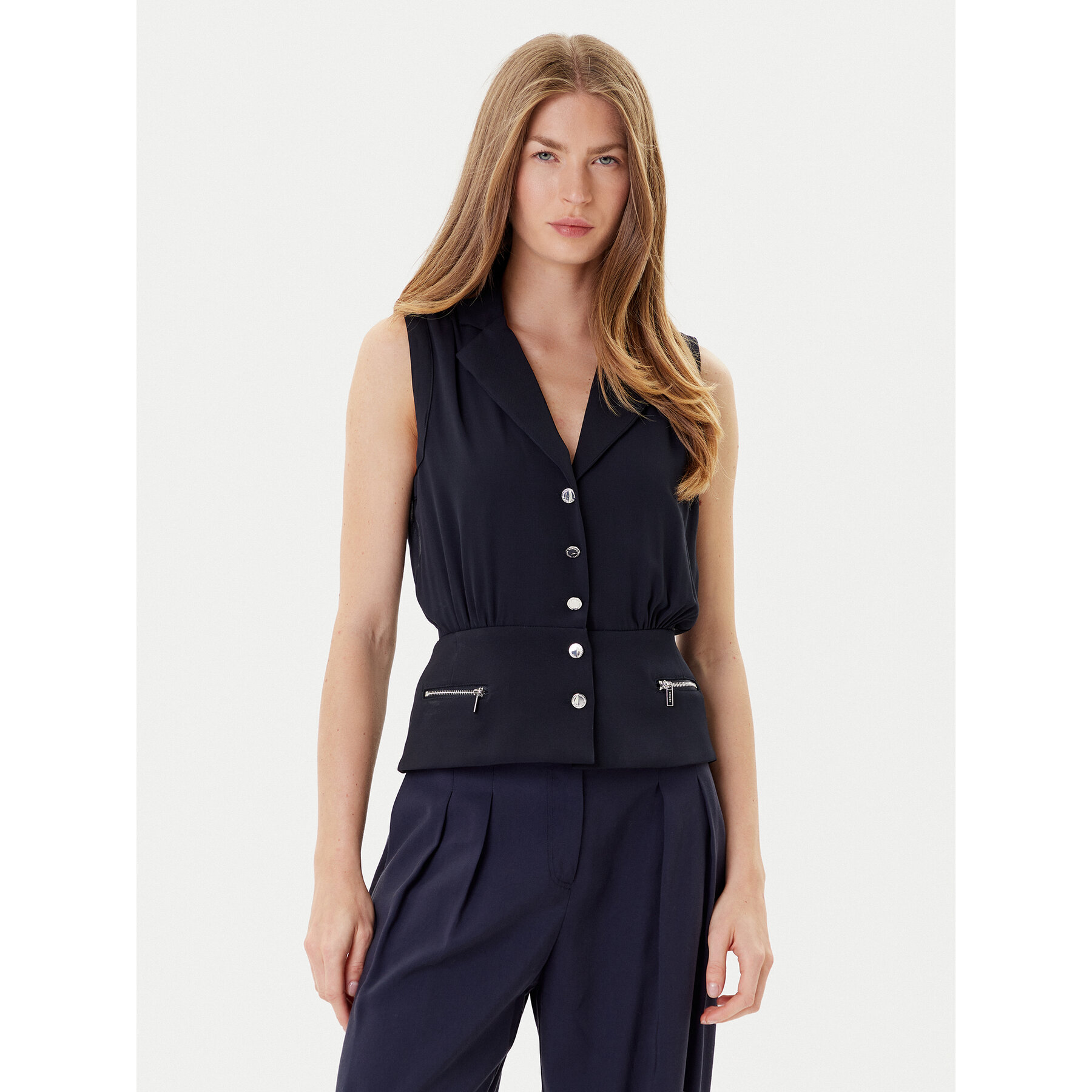 Morgan Bluzka 252-COZIP Granatowy Slim Fit