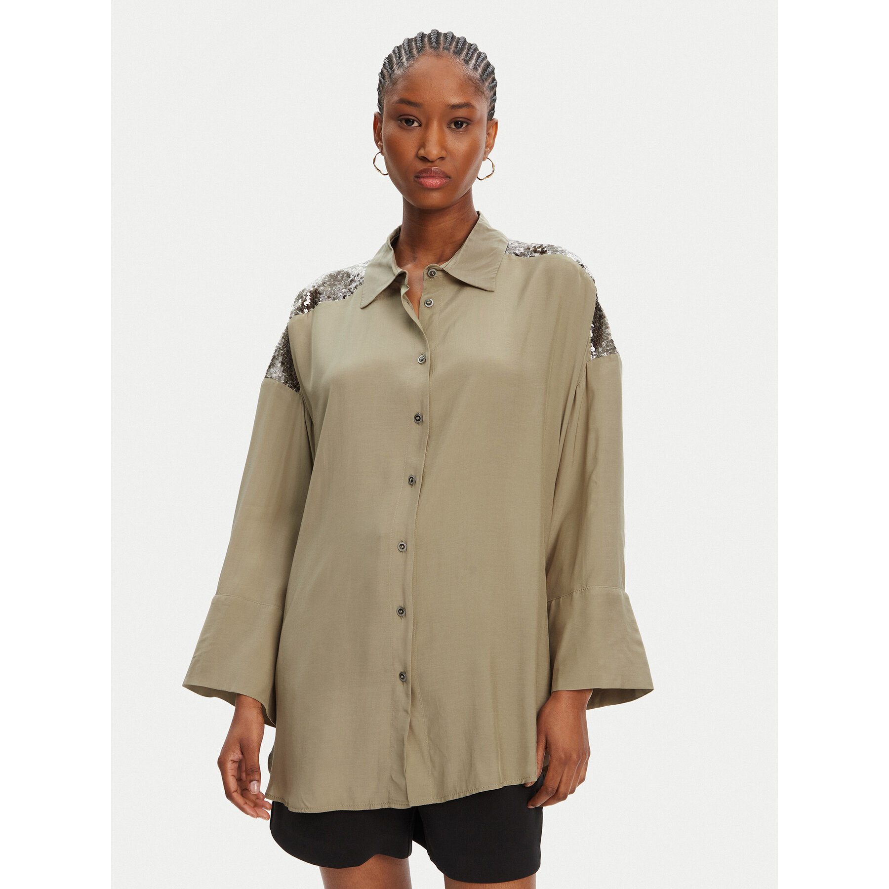 ACCESS FASHION Koszula 53-7027-437 Zielony Loose Fit