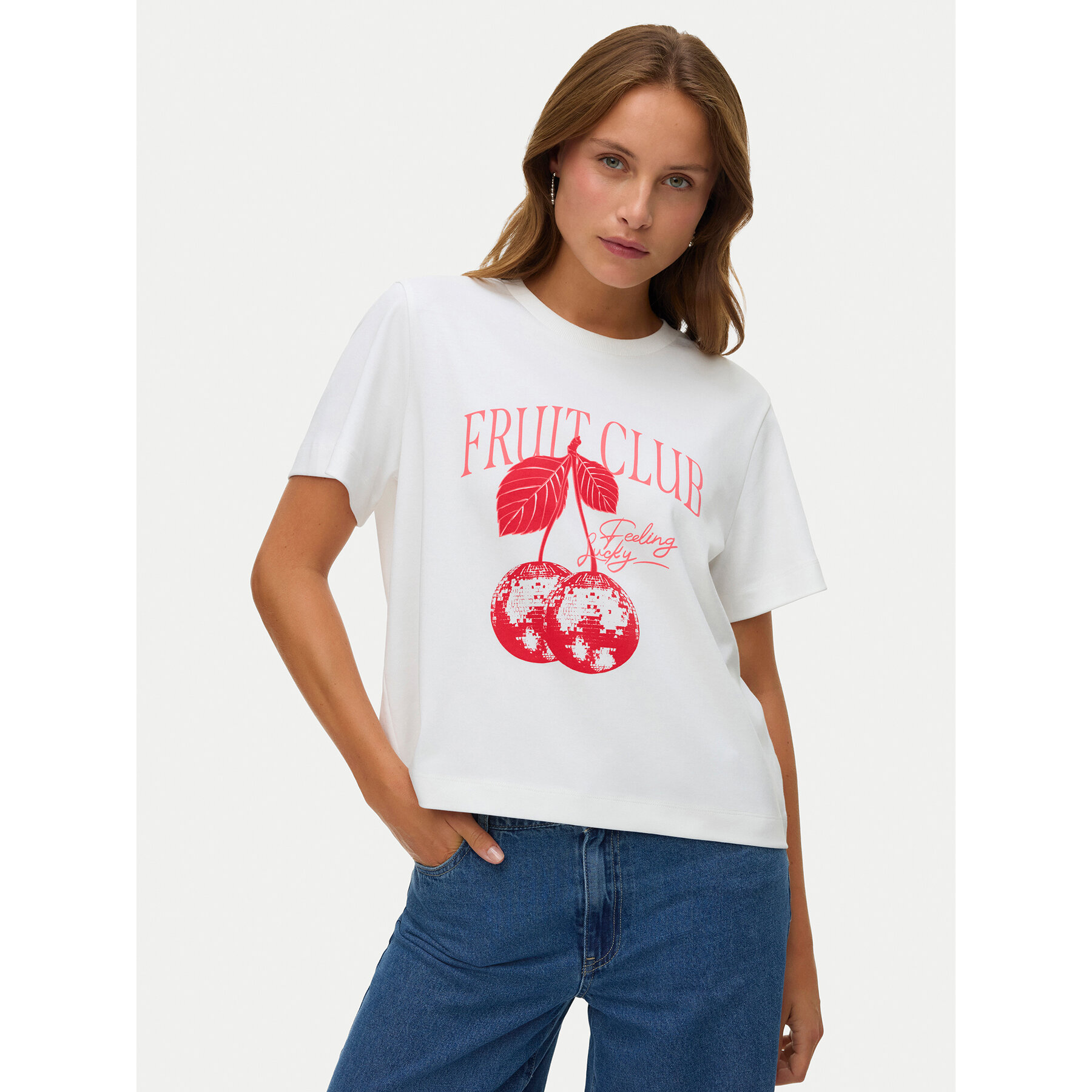 Vero Moda T-Shirt Yma 10338503 Biały Regular Fit