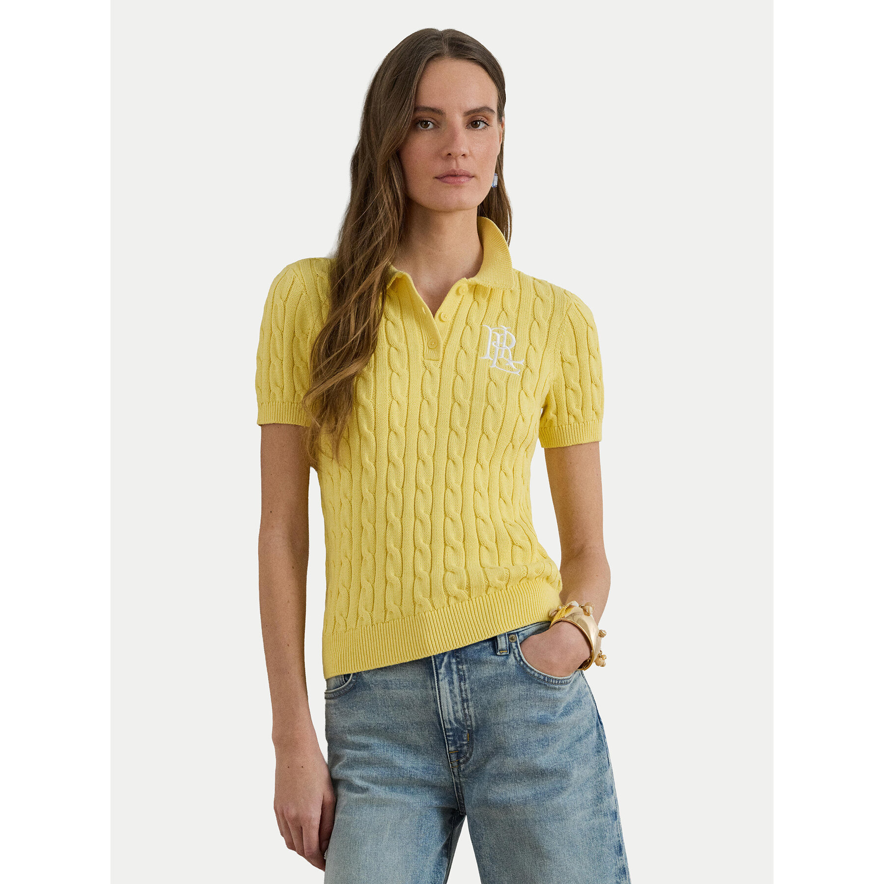 LAUREN RALPH LAUREN Polo 200932224017 Żółty jasny Slim Fit