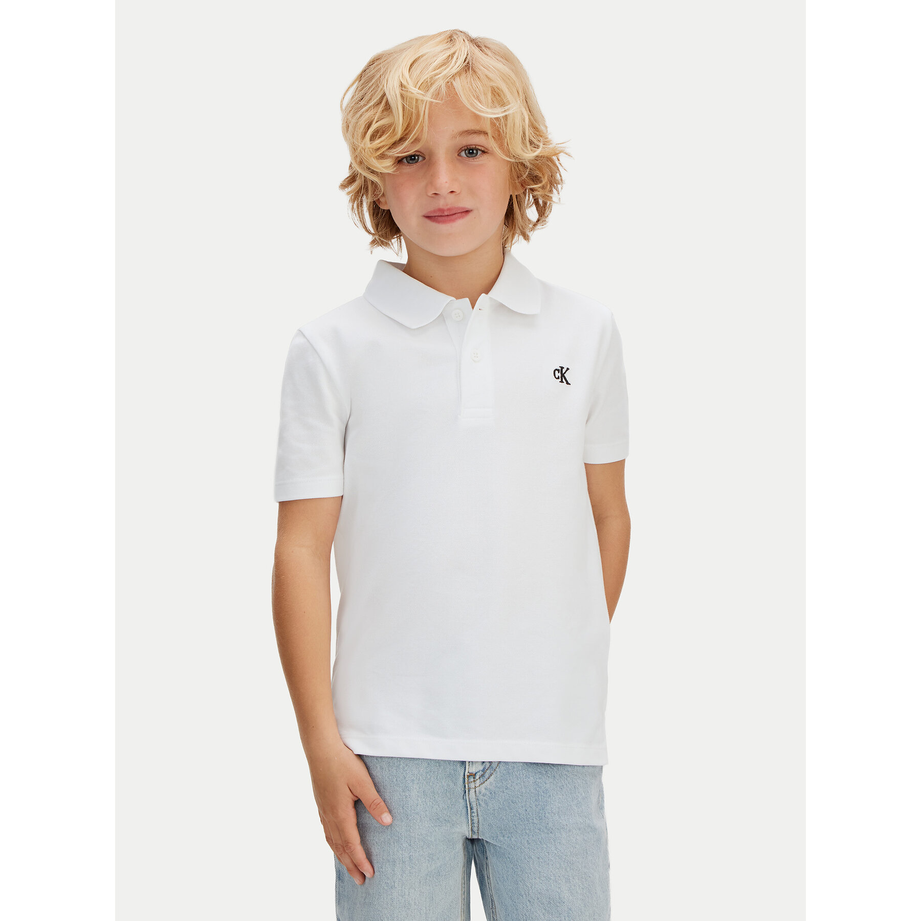 Calvin Klein Jeans Polo LVCKSJB29B Biały Regular Fit