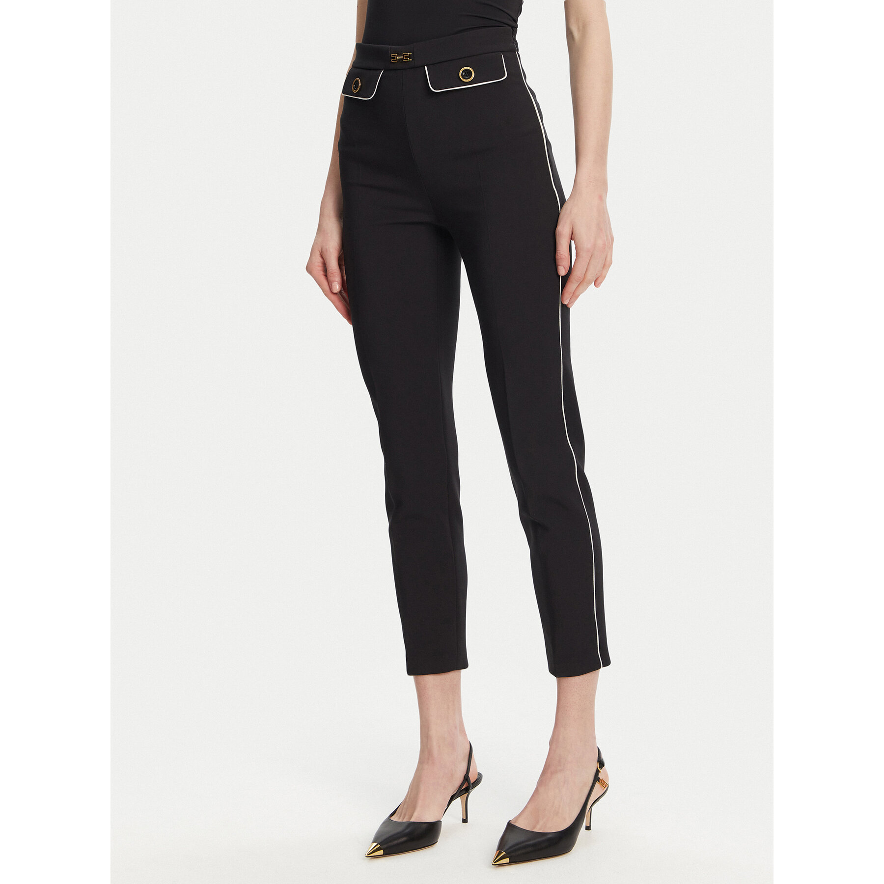 Elisabetta Franchi Spodnie materiałowe PA-T71-51E2 Czarny Regular Fit