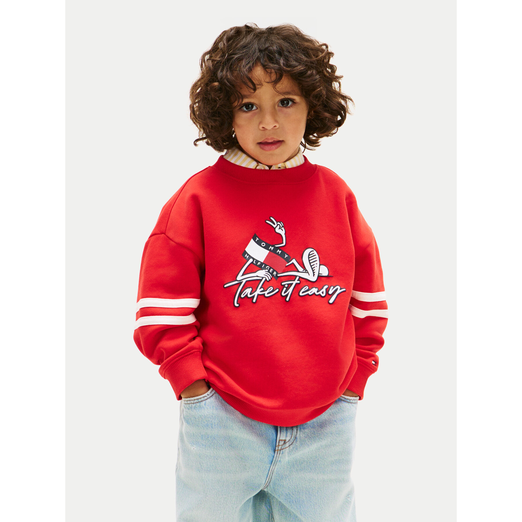 Tommy Hilfiger Bluza Wavy Flag KB0KB10315 Czerwony Regular Fit