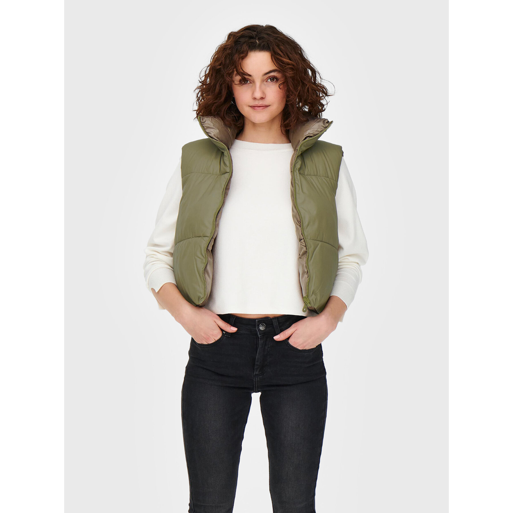 ONLY Bezrękawnik Ricky 15245572 Zielony Regular Fit