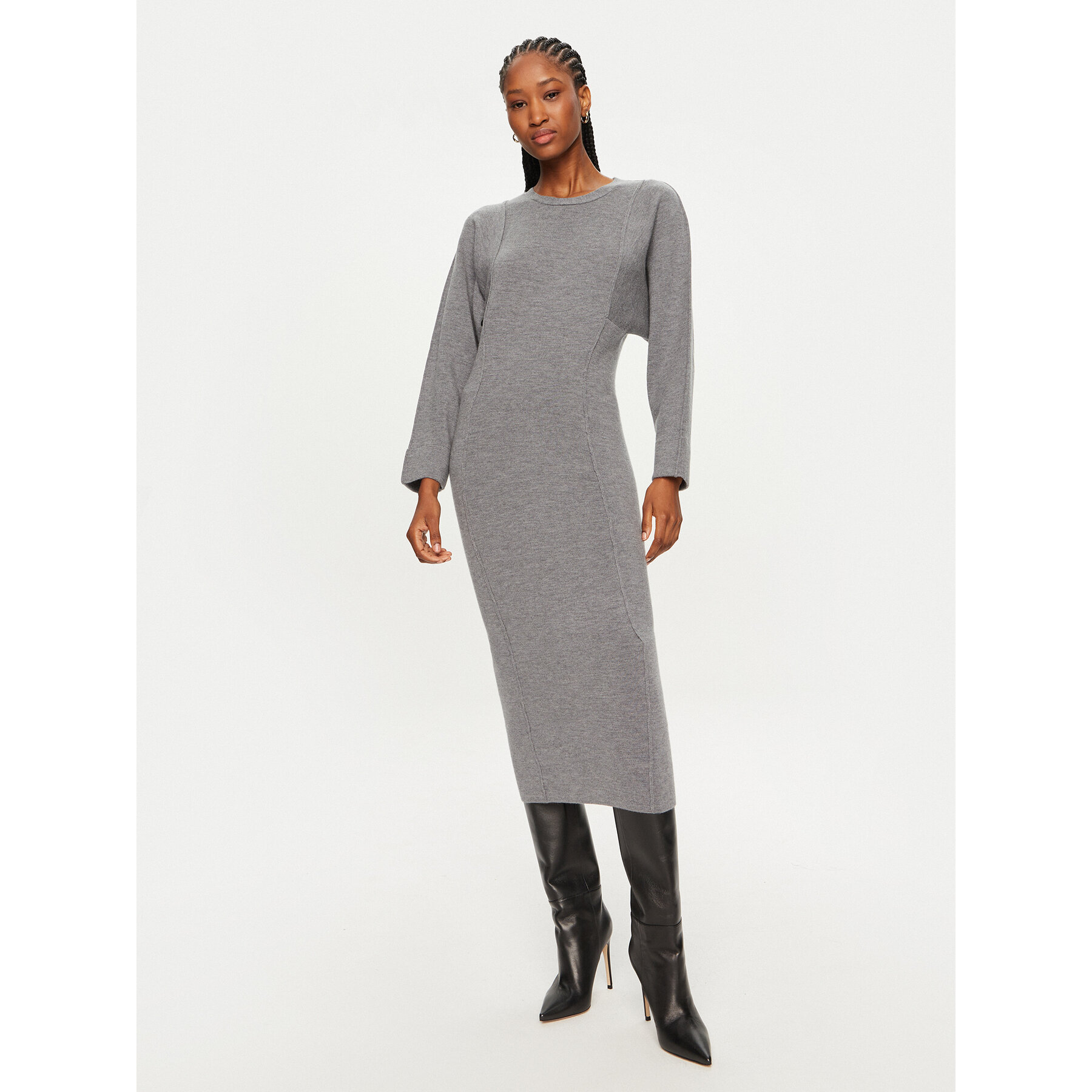 PINKO Sukienka dzianinowa Vitigno 103944 A221 Szary Regular Fit
