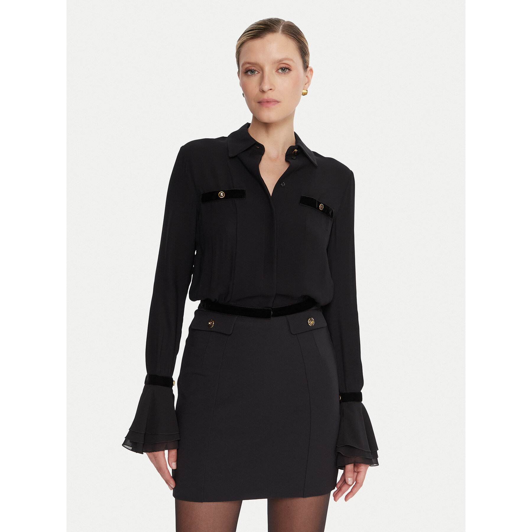 Elisabetta Franchi Koszula CA-131-57E2-V390 Czarny Regular Fit