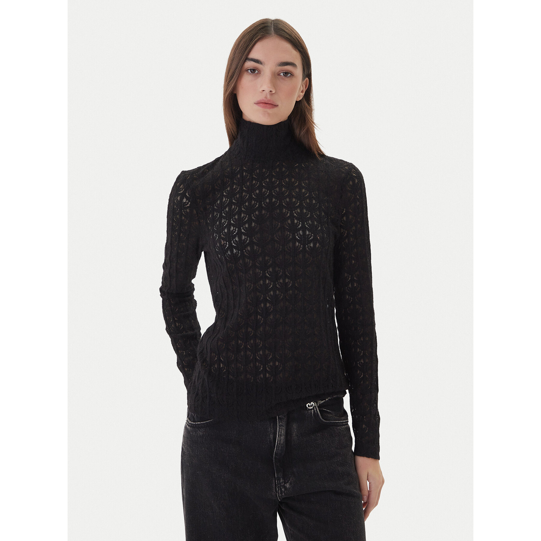 PINKO Bluzka Rufina 105979 A2YI Czarny Regular Fit
