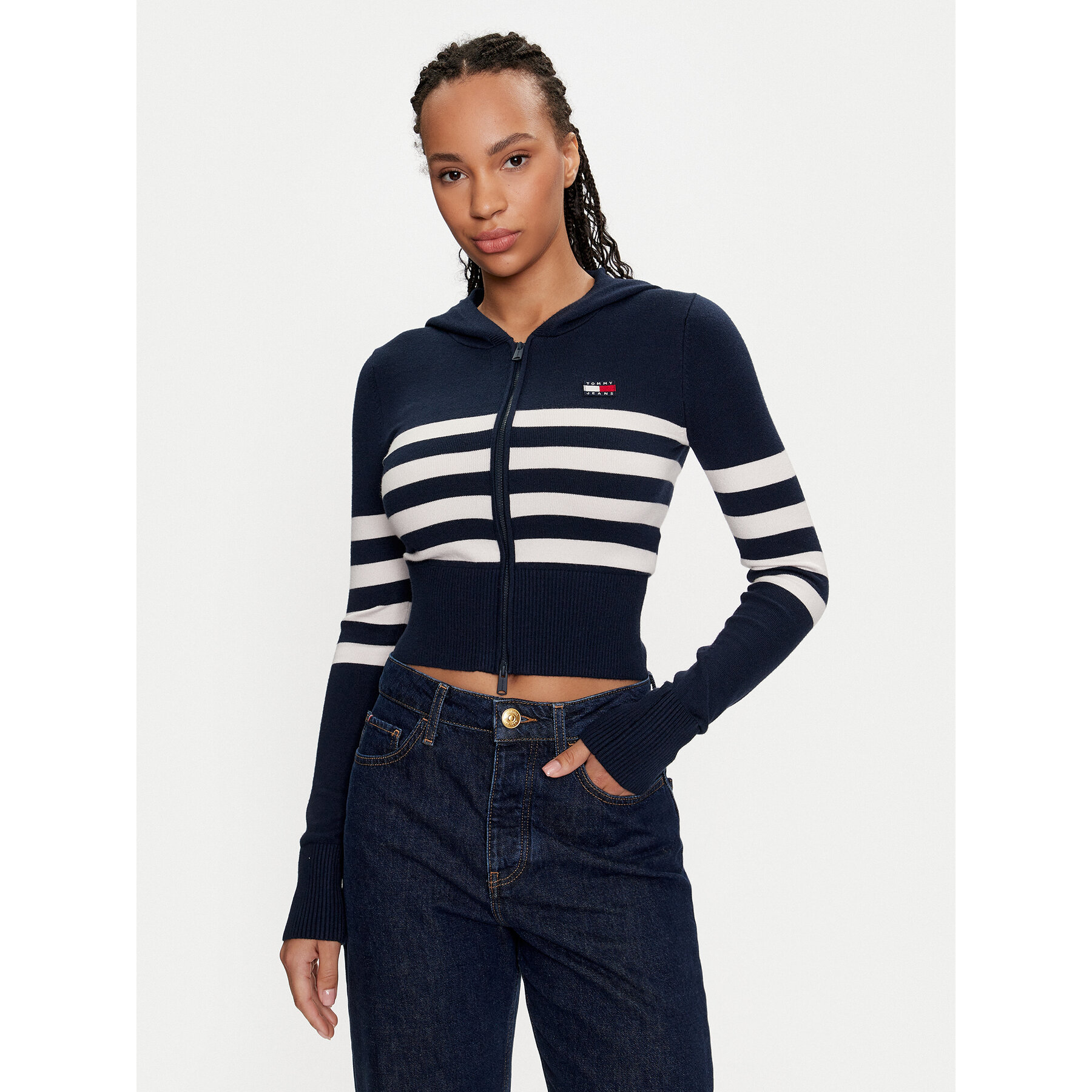 Tommy Jeans Sweter DW0DW18524 Granatowy Slim Fit