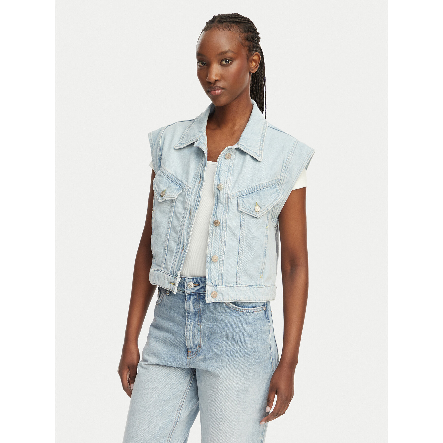 BOSS Kamizelka C Vest 1.0 50561036 Niebieski jasny Boxy Fit