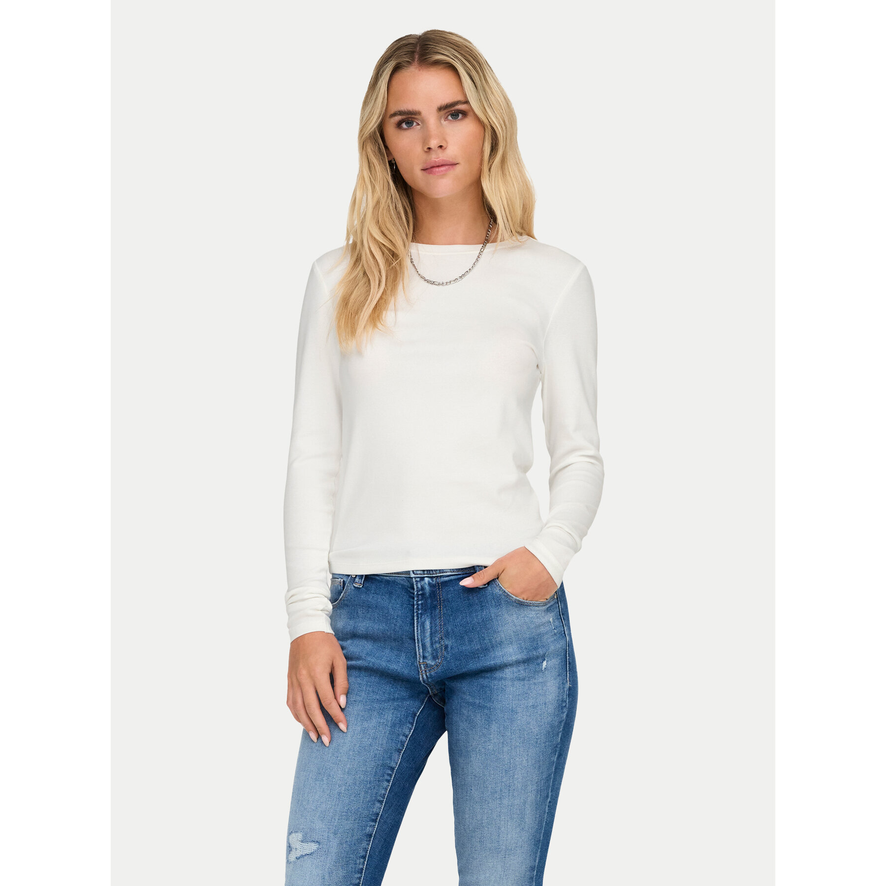 ONLY Bluzka Riley 15323159 Biały Slim Fit