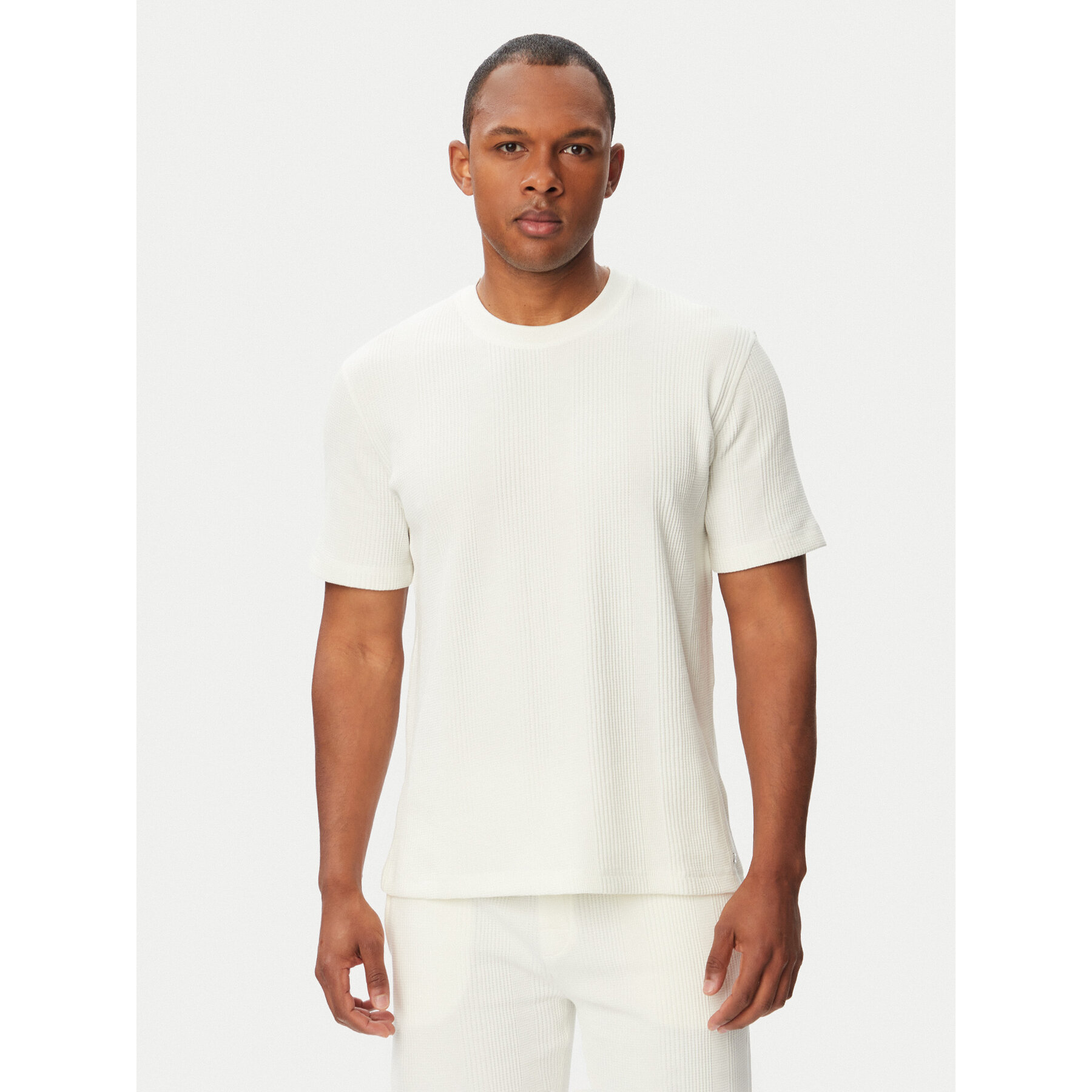 BOSS T-Shirt Structure T-Shirt 50540567 Kremowy Regular Fit
