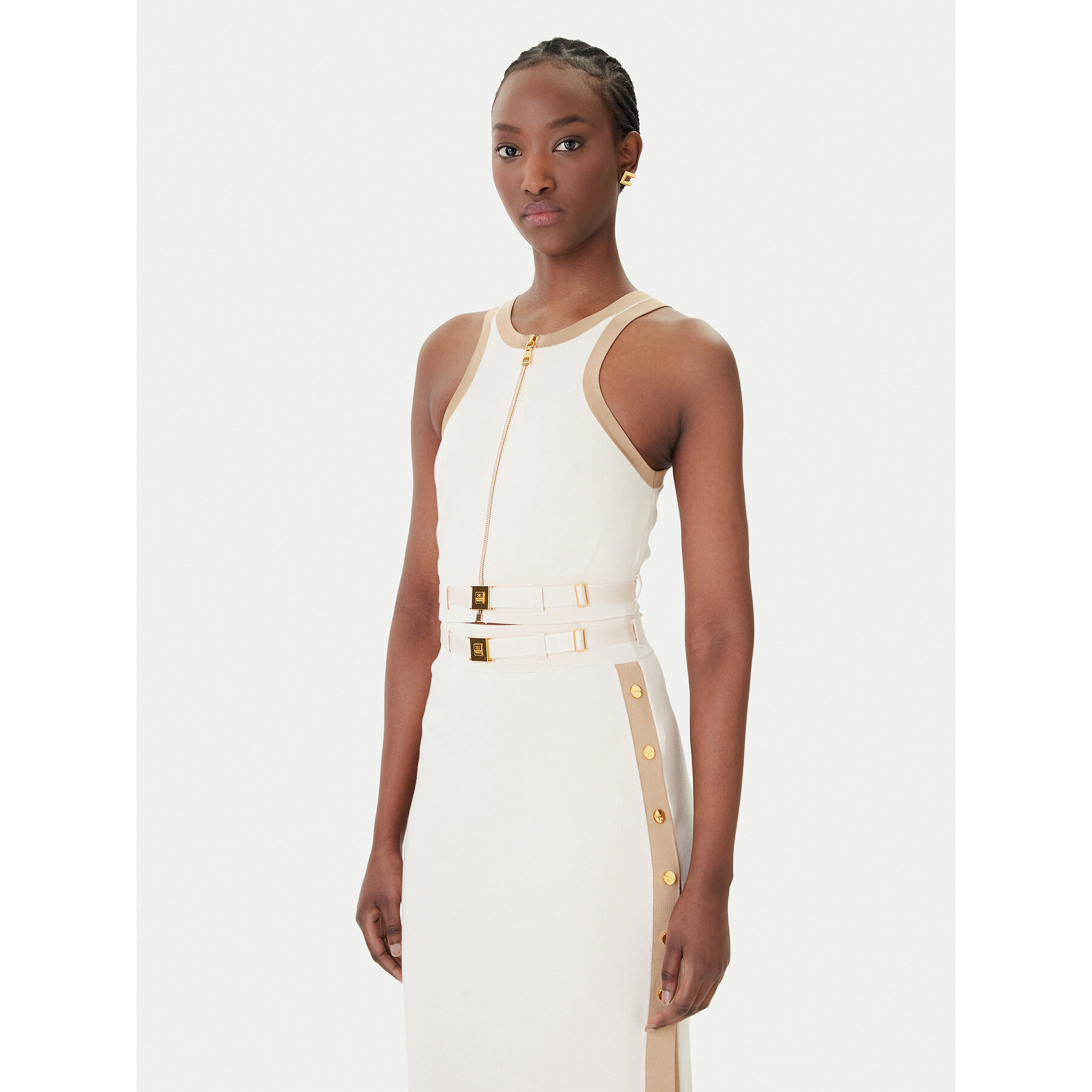 Elisabetta Franchi Top TK-71S-61E2-V270 Beżowy Regular Fit
