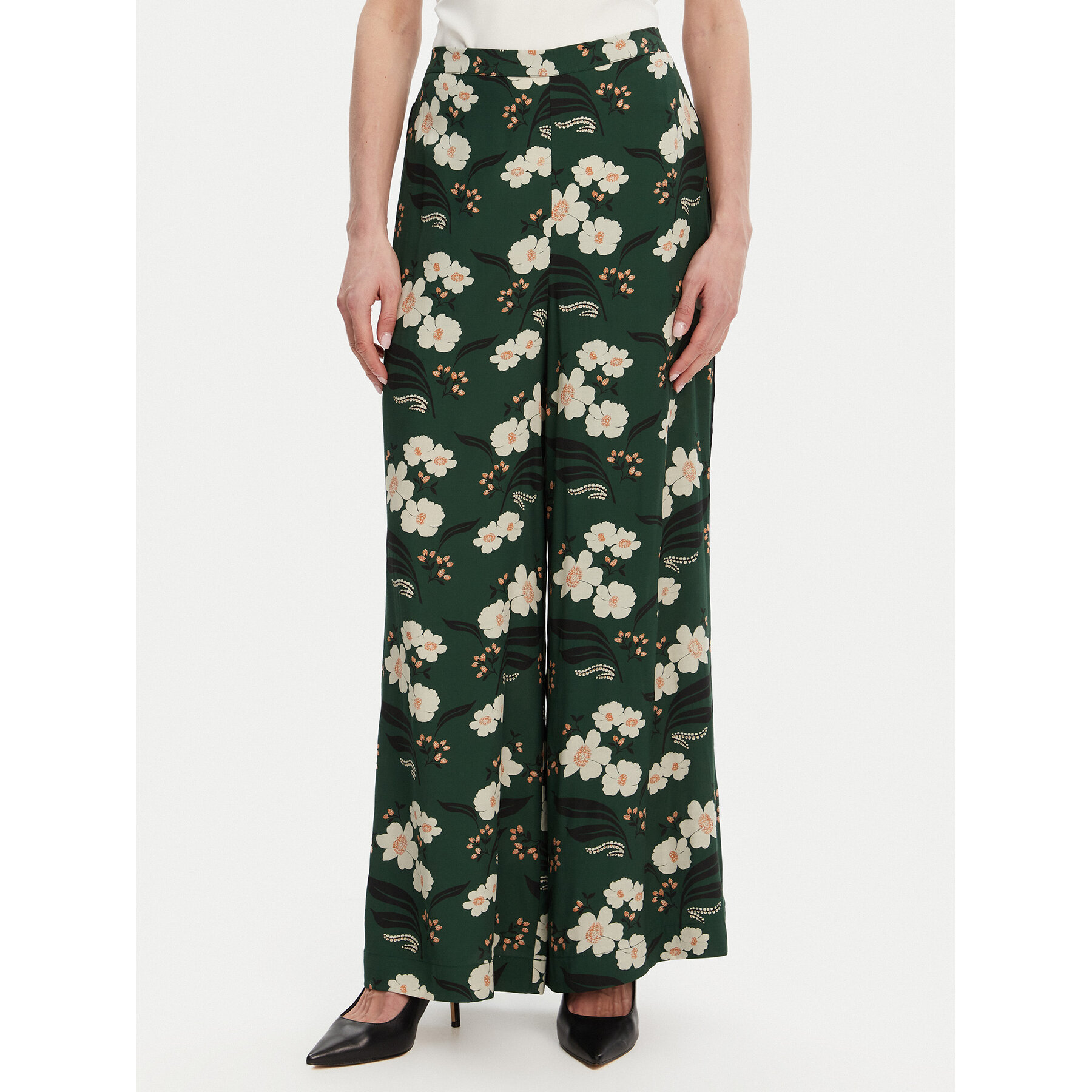French Connection Spodnie palazzo 74YBJ Zielony Regular Fit