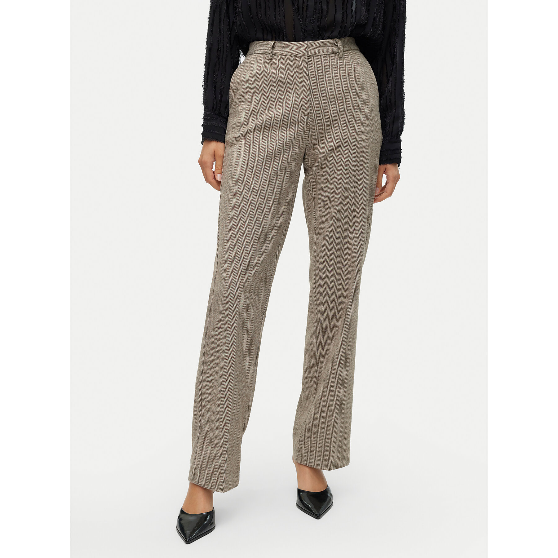 Vero Moda Spodnie materiałowe Kawi 10319665 Beżowy Straight Fit