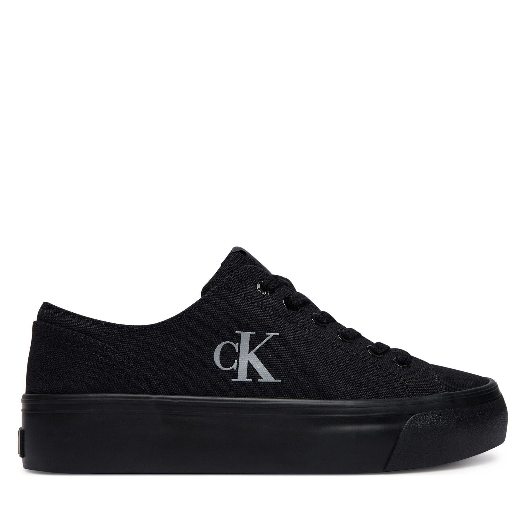 Calvin Klein Sneakersy Vulc Flatform Low Canvas Mg YW0YW01763 Czarny