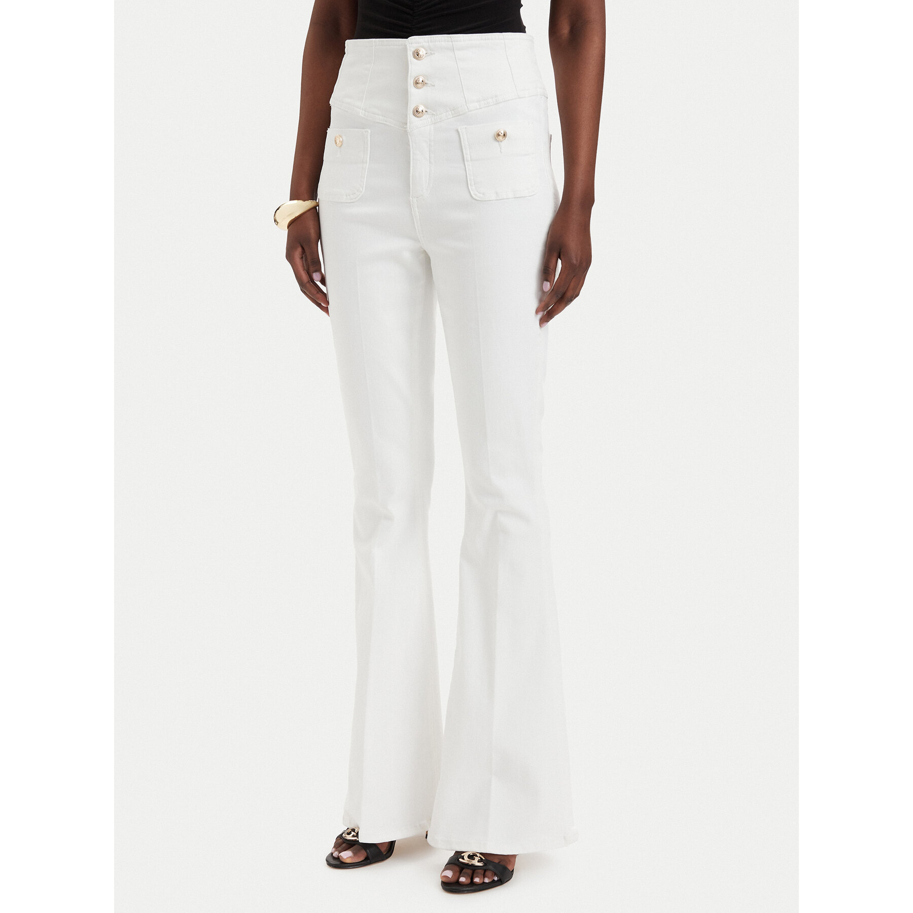 Guess Jeansy W6GA14 D0857 Kremowy Slim Fit