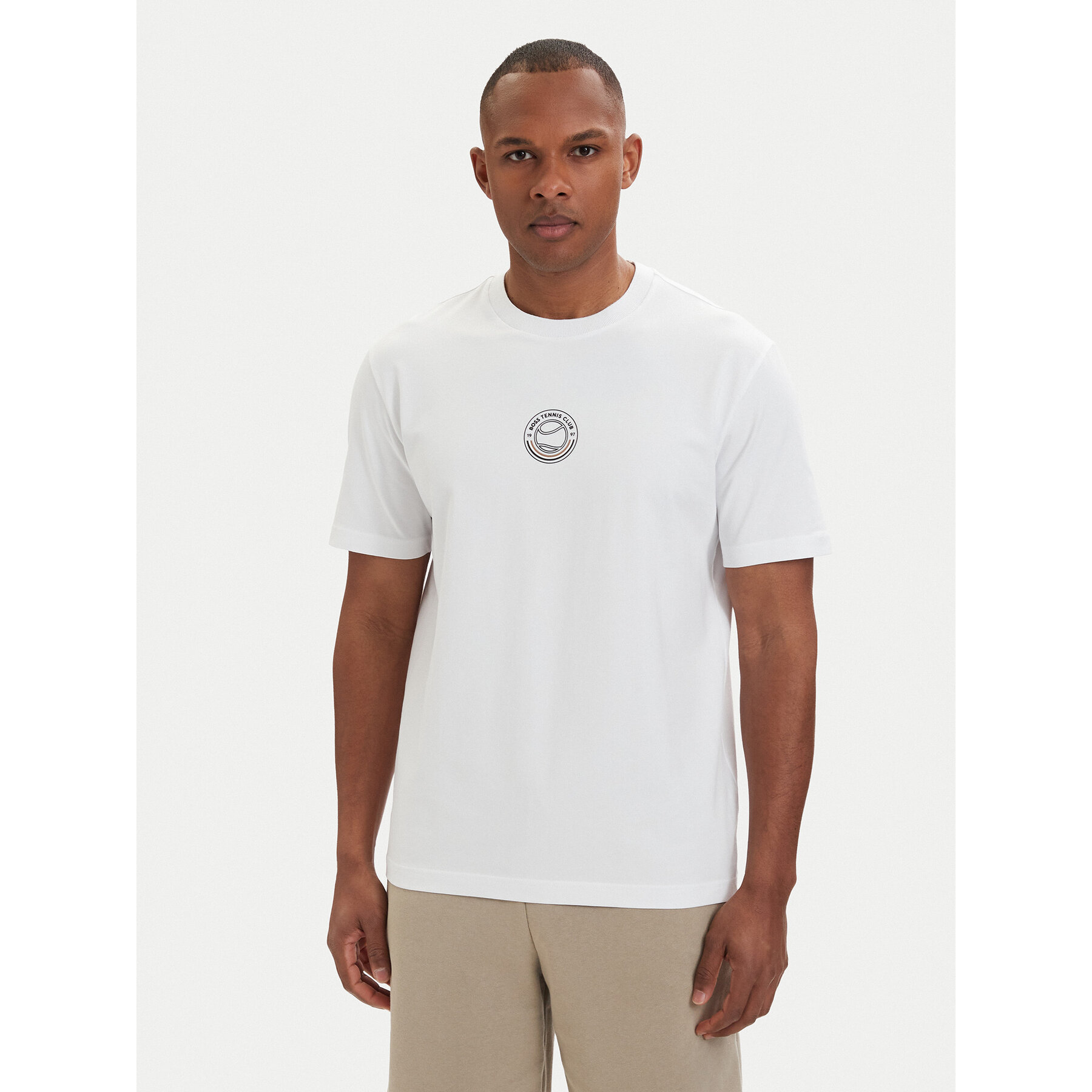 BOSS T-Shirt Open 50560293 Biały Relaxed Fit