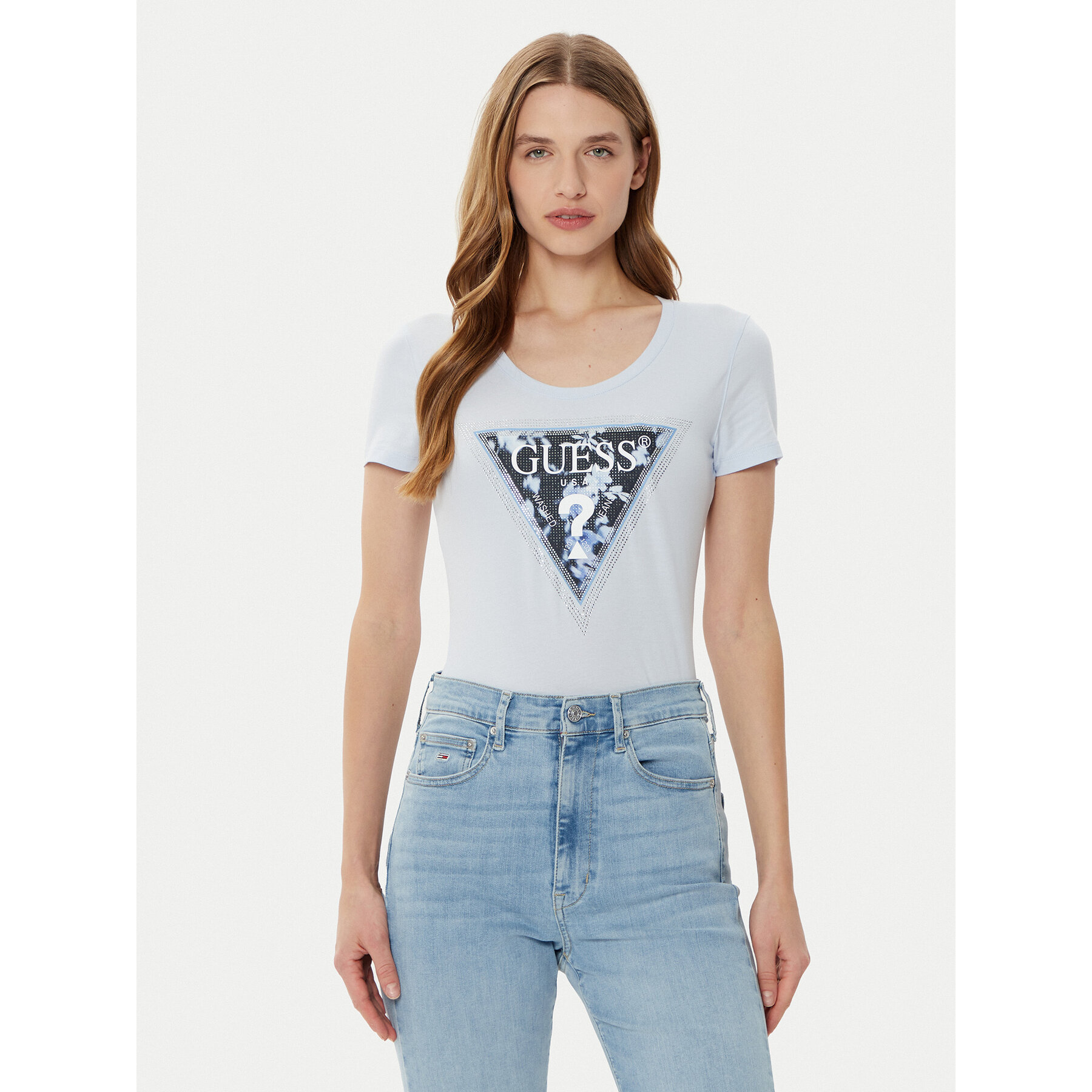 Guess T-Shirt W5RI00 J1314 Niebieski Regular Fit