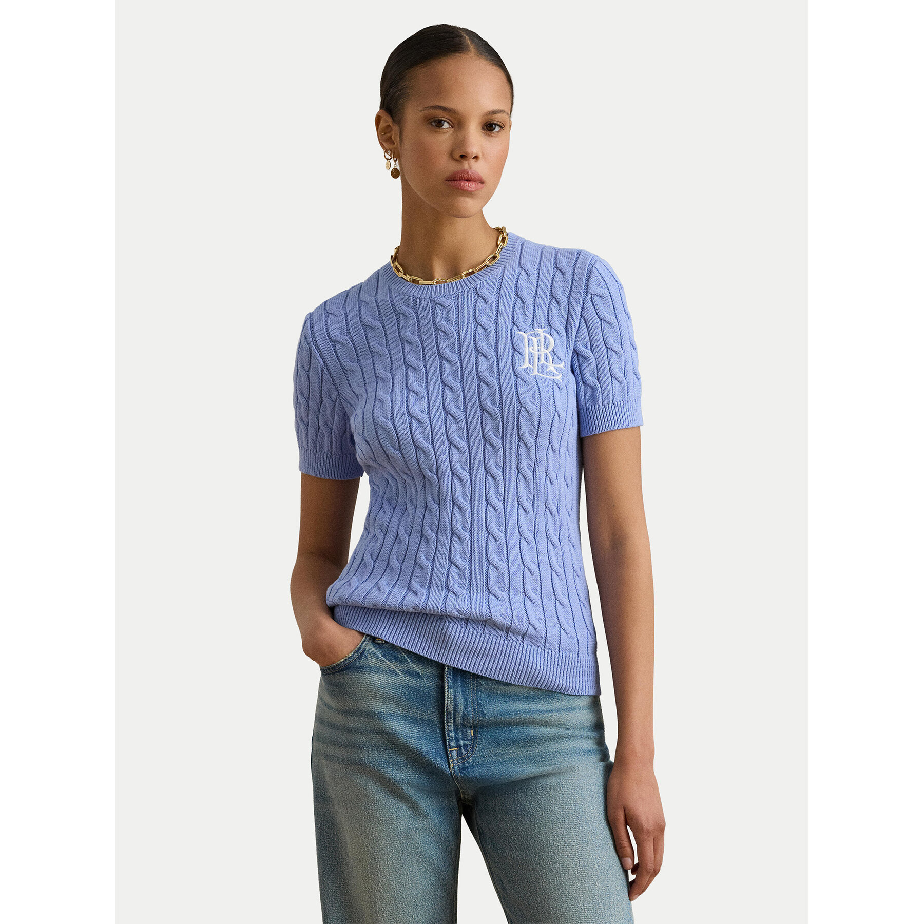 LAUREN RALPH LAUREN Sweter 200P07025003 Błękitny Relaxed Fit
