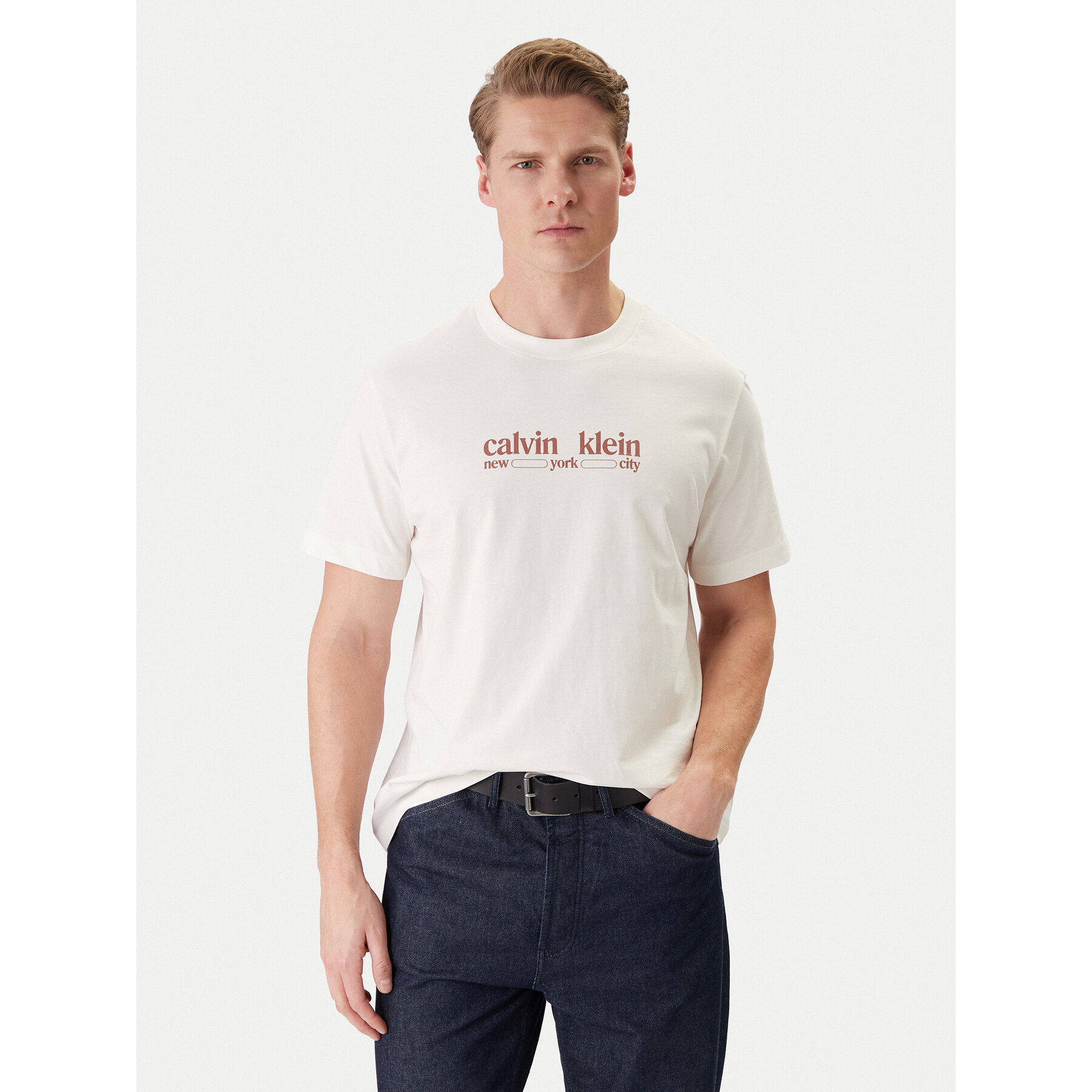 Calvin Klein Jeans T-Shirt NYC Graphic LV14RE831G Biały Regular Fit