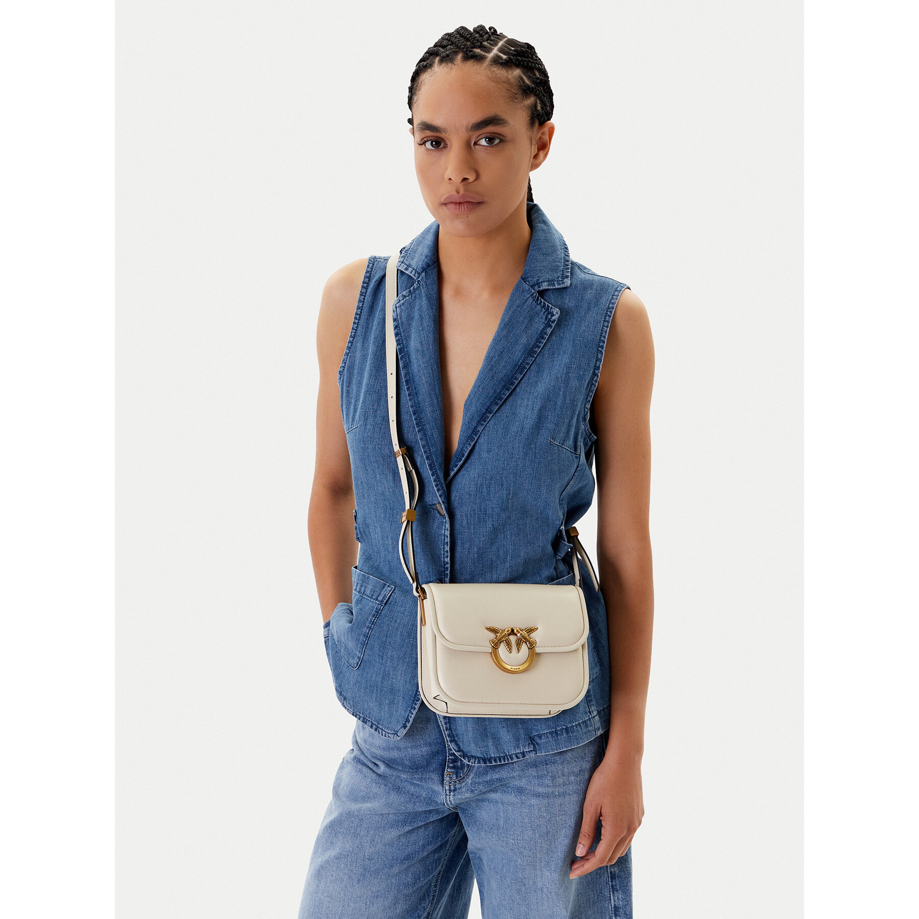 PINKO Torebka Love Box Bag Fl Mini 104297 A26L Écru