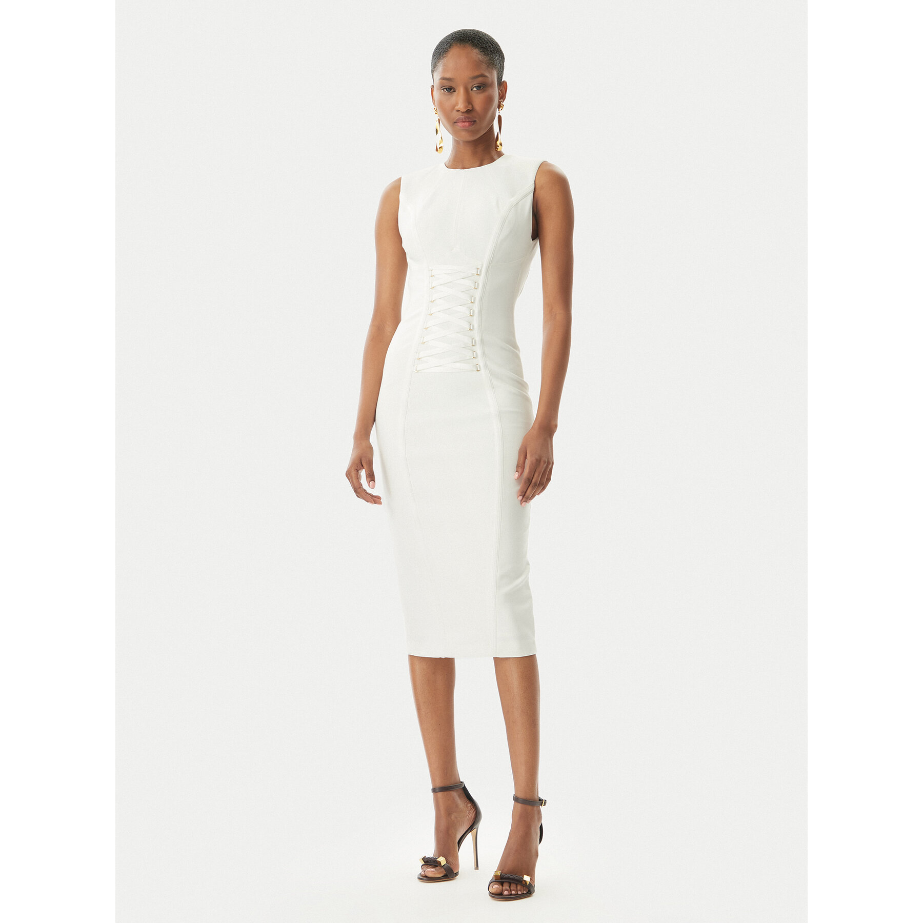 Elisabetta Franchi Sukienka koktajlowa AB76252E2 360 Biały Slim Fit