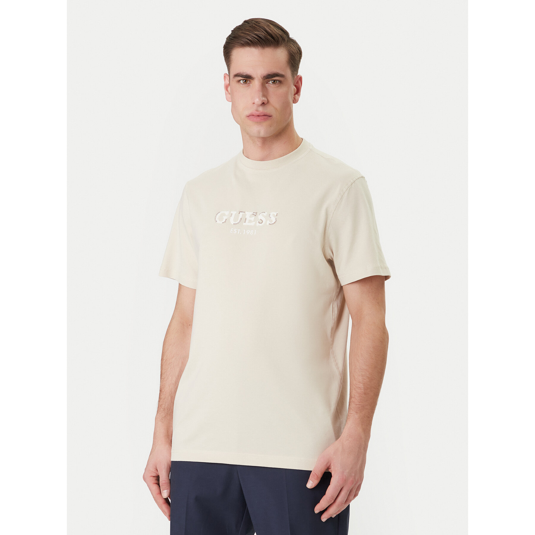 Guess T-Shirt M6GI16 K3032 Beżowy Regular Fit