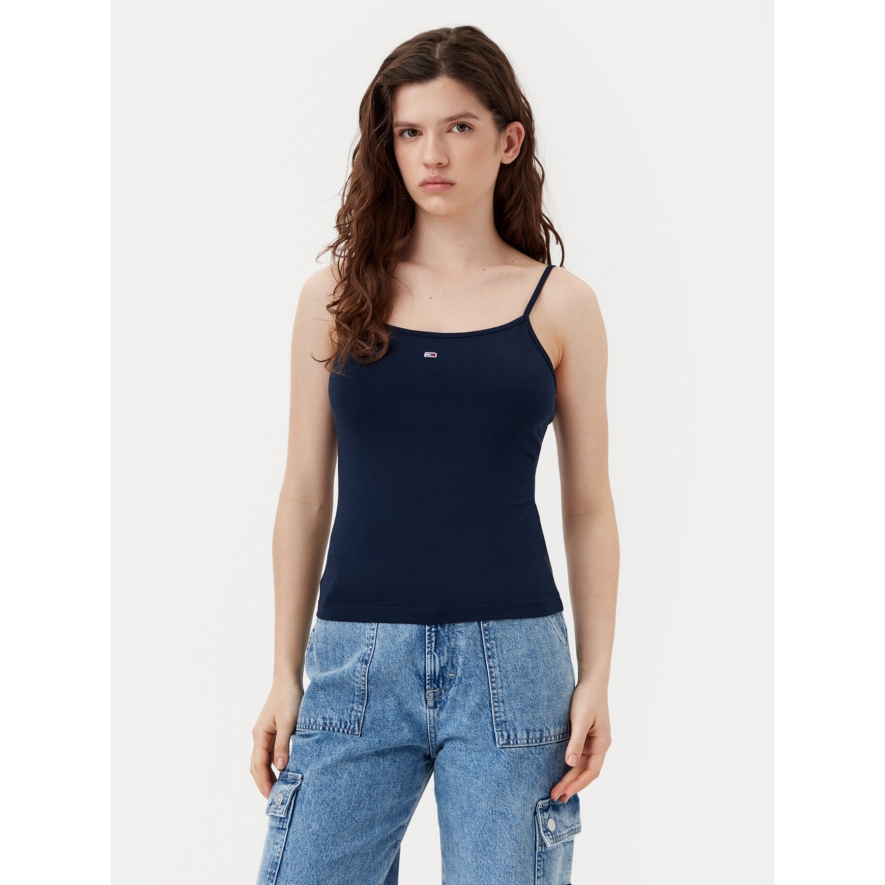 Tommy Jeans Top Essential DW0DW20675 Granatowy Slim Fit