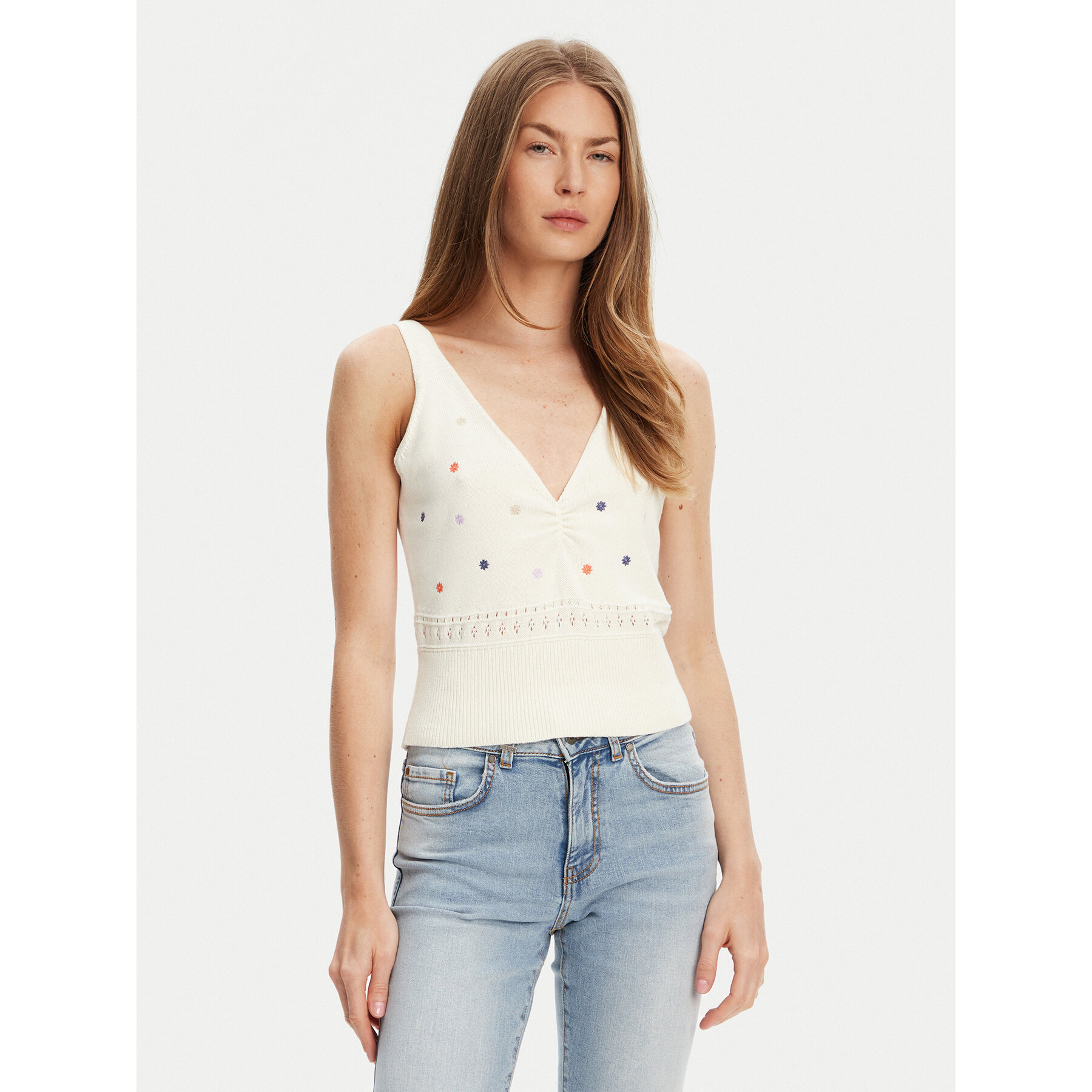 United Colors Of Benetton Top 10C1EH01A Beżowy Regular Fit