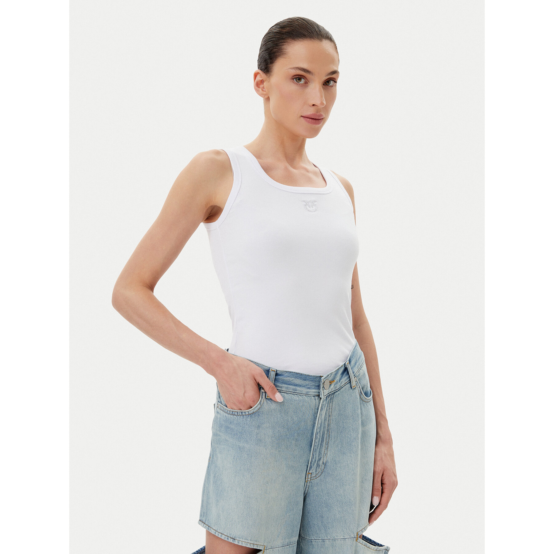 PINKO Top 100807 A2OF Z04 Biały Regular Fit