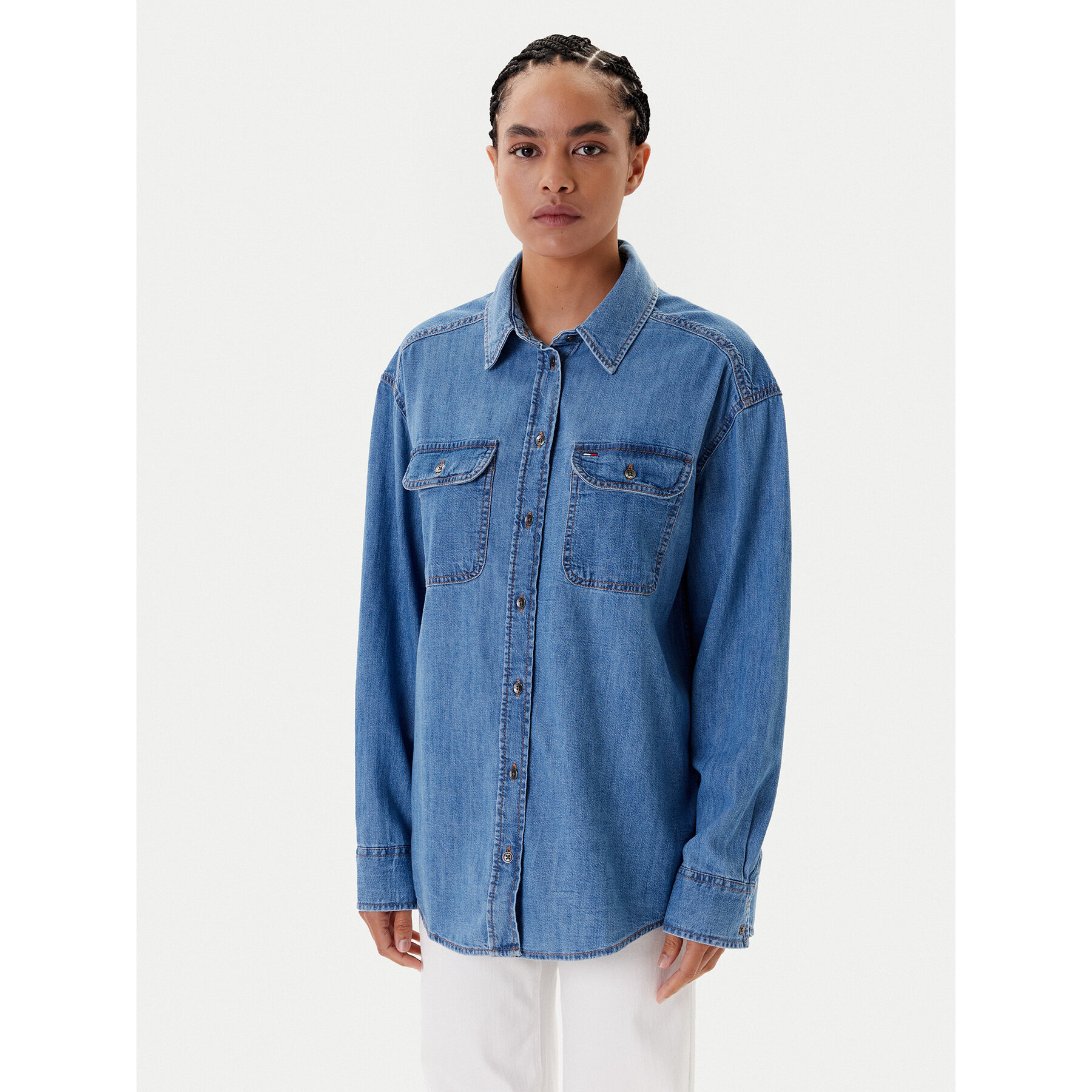 Tommy Jeans Koszula jeansowa DW0DW21073 Niebieski Relaxed Fit