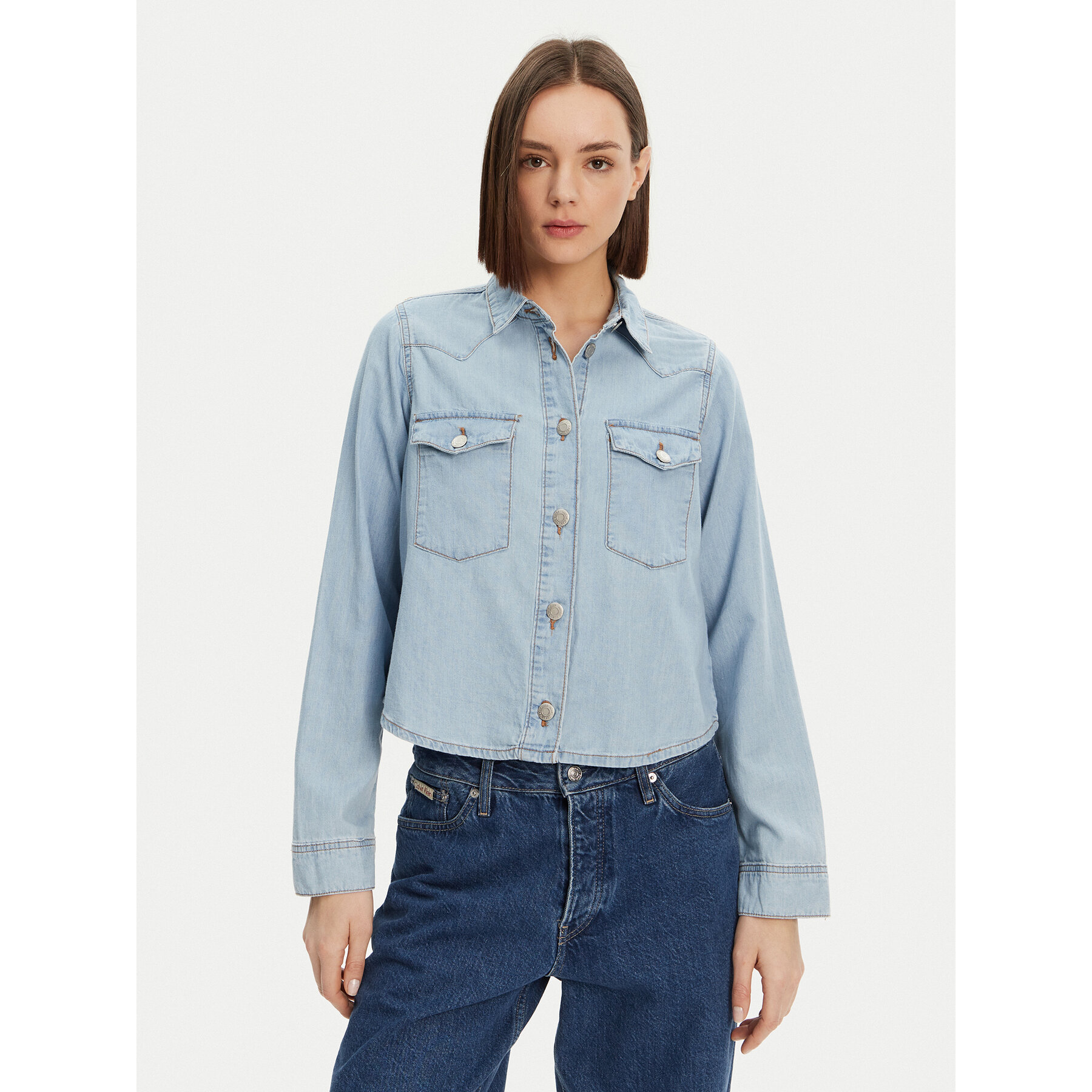 Noisy May Koszula jeansowa Selvi 27033010 Błękitny Regular Fit