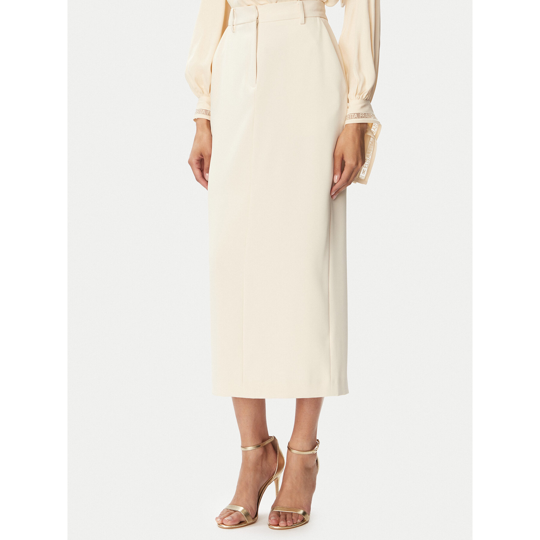 French Connection Spódnica ołówkowa 73DZC Kremowy Slim Fit