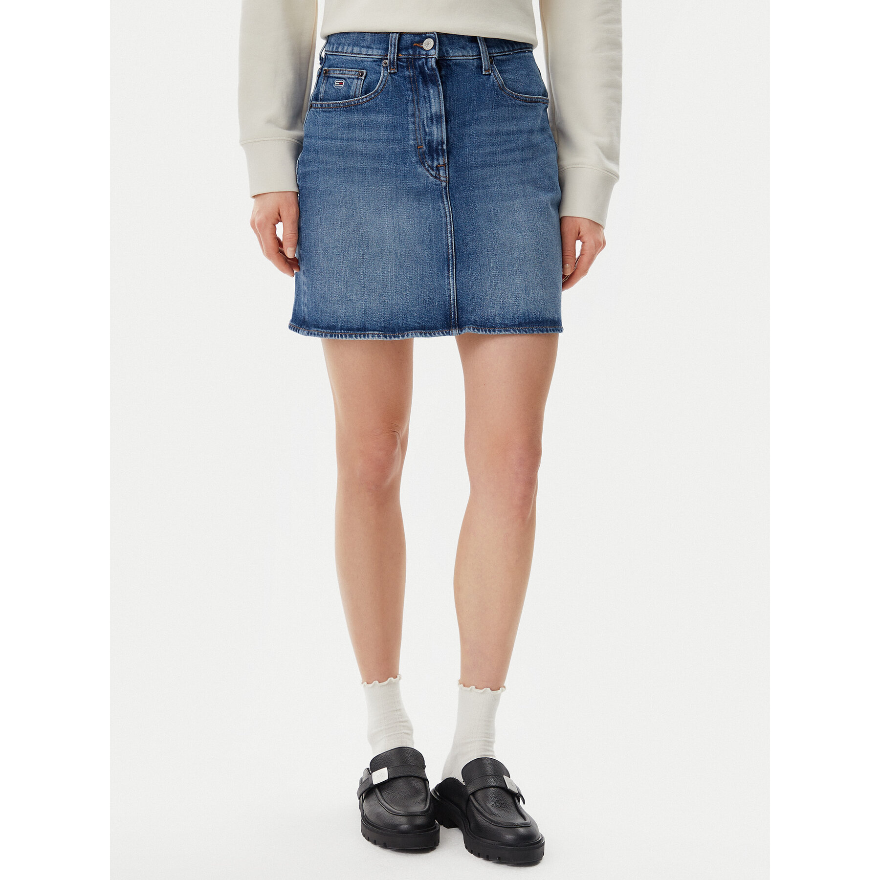 Tommy Jeans Spódnica jeansowa DW0DW20136 Niebieski Mom Fit