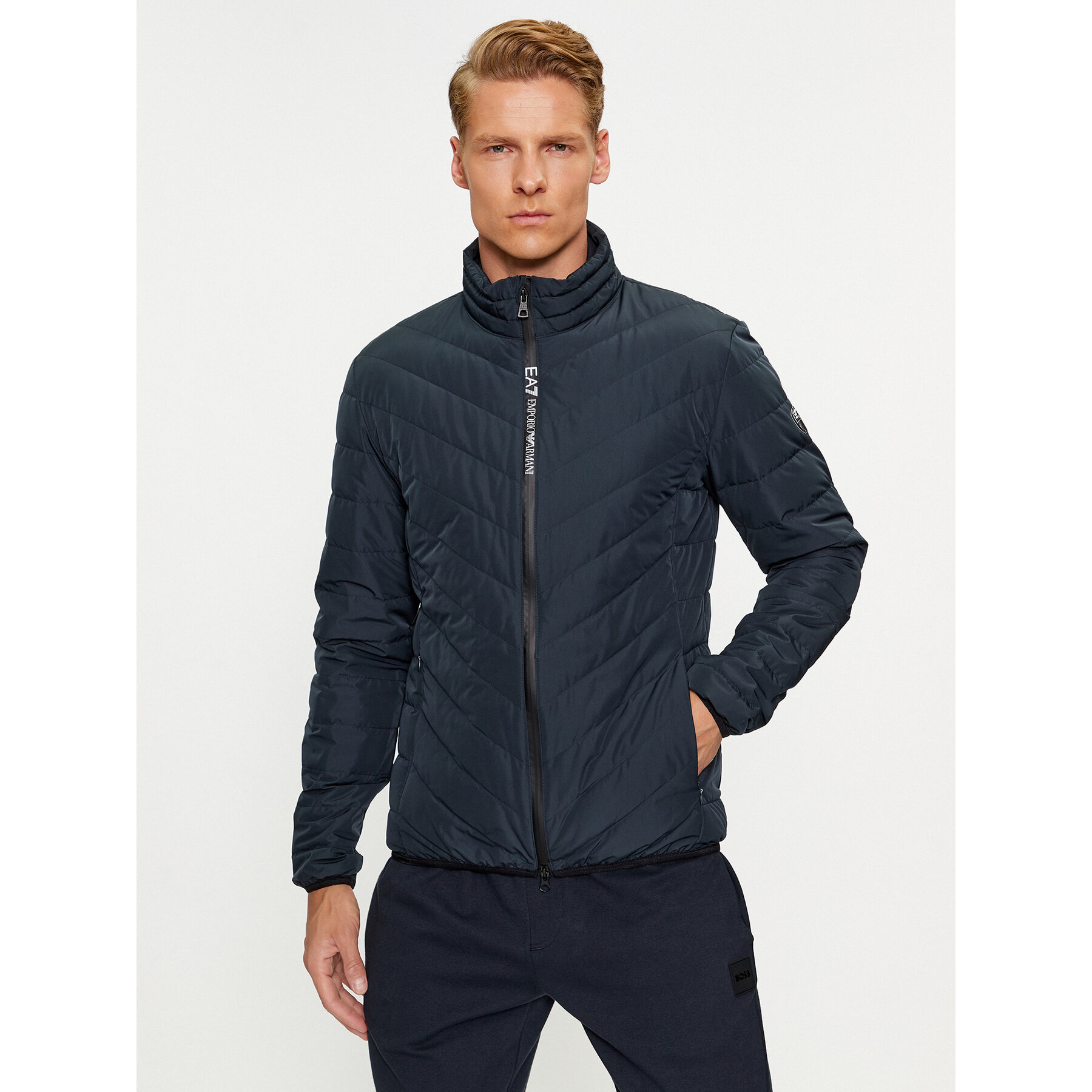 EA7 Emporio Armani Kurtka puchowa 8NPB13 PNE1Z 1578 Granatowy Regular Fit