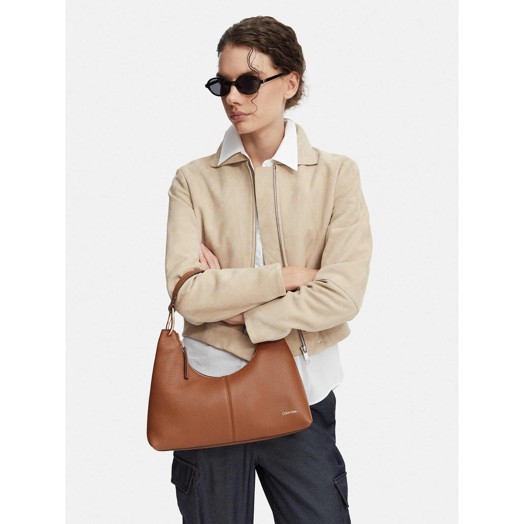 Calvin Klein Torebka Slouchy Leather Shoulder Bag LV04F3657G Zielony