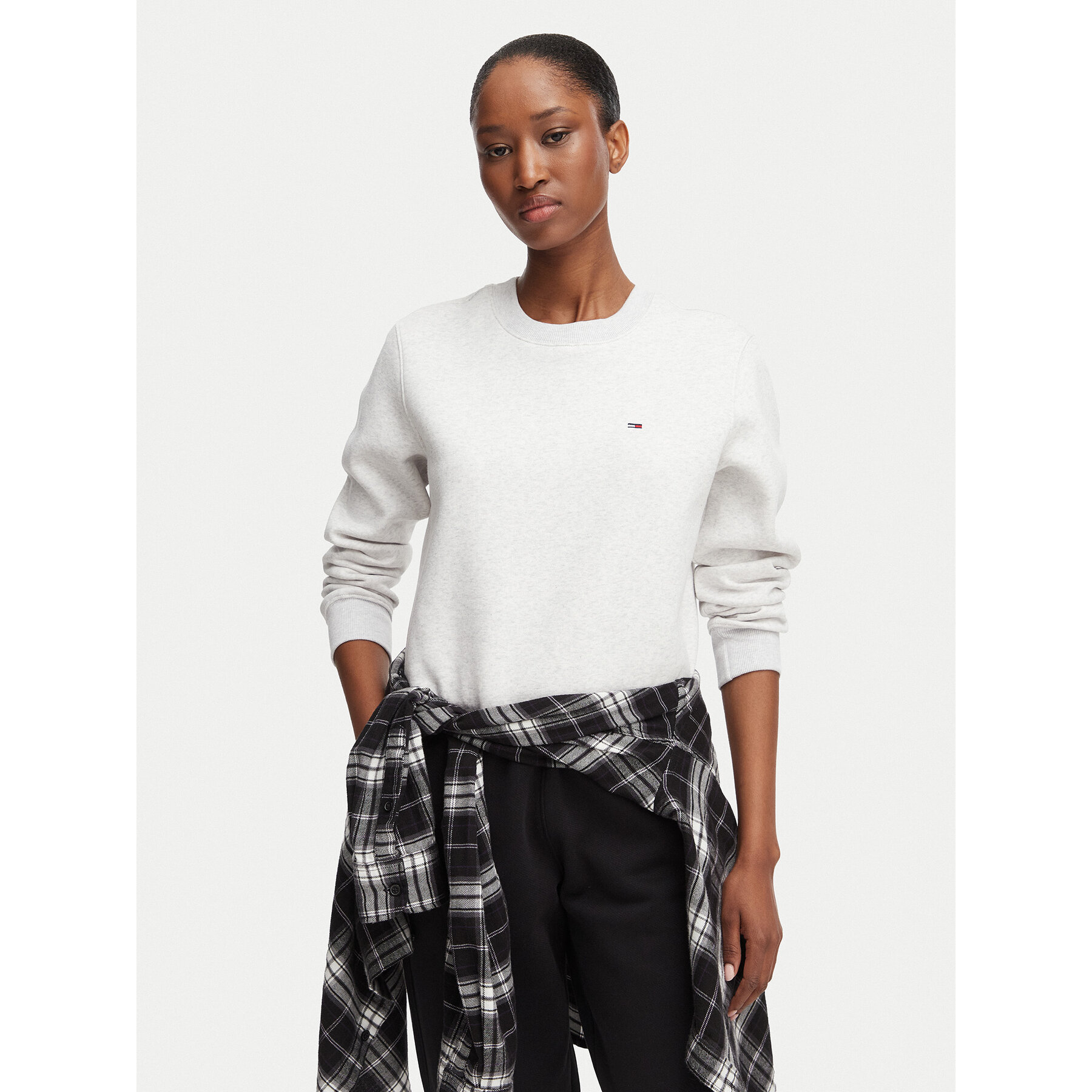Tommy Jeans Bluza Flag DW0DW19959 Szary jasny Regular Fit