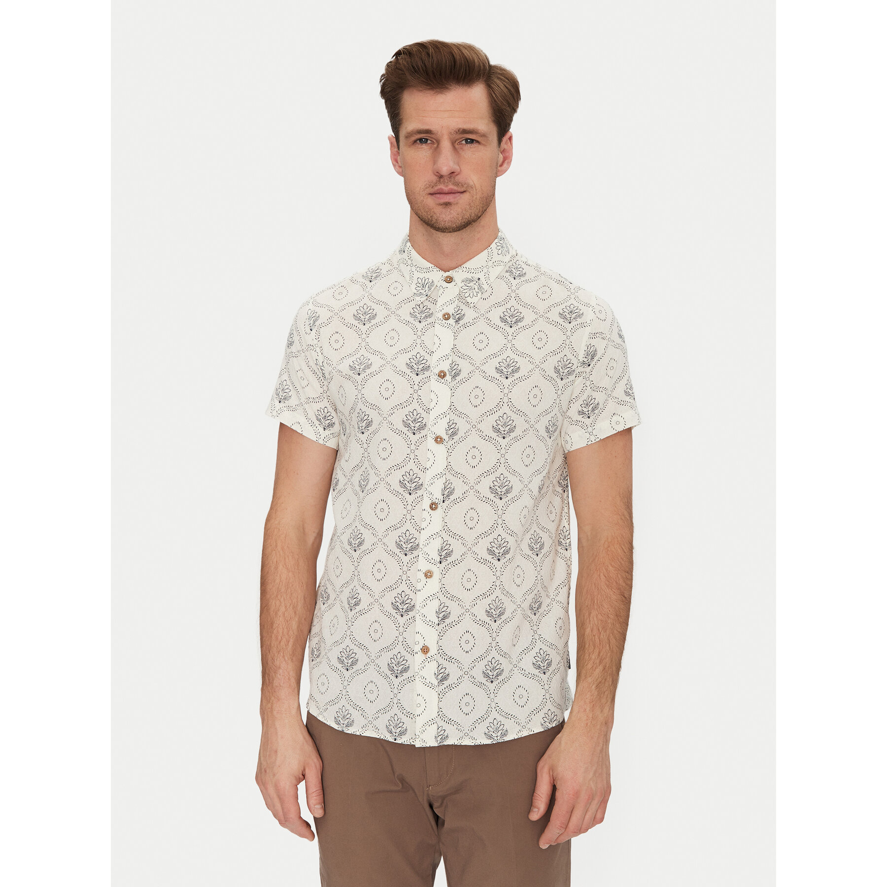 INDICODE Koszula Haiko 20-529 Beżowy Slim Fit