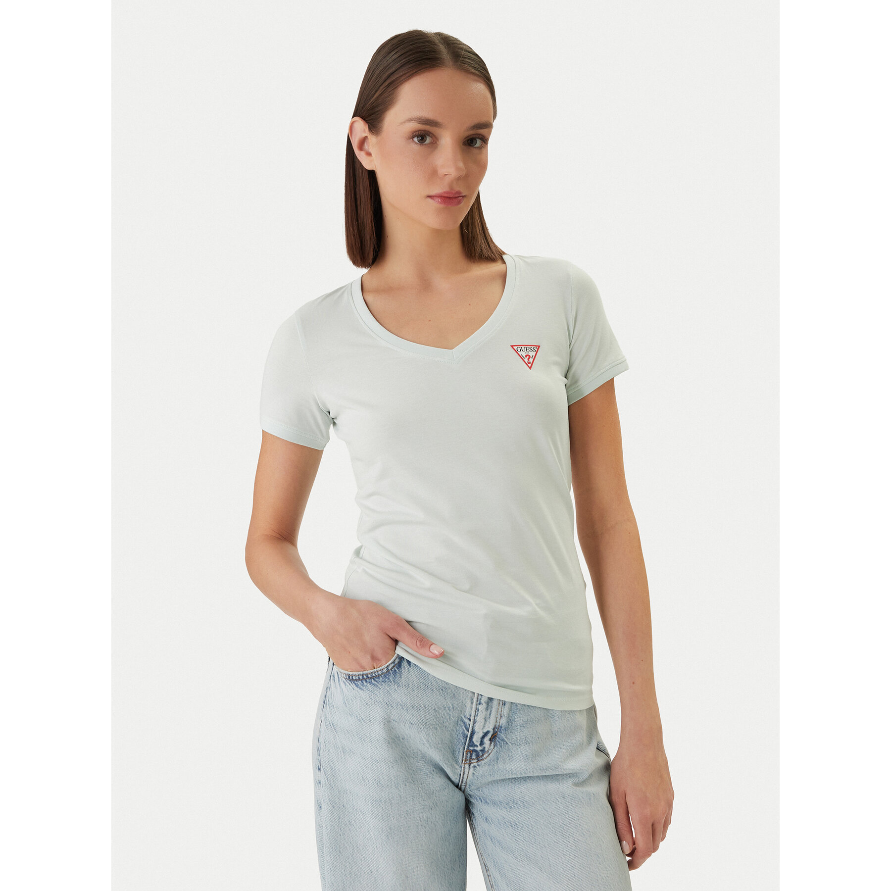 Guess T-Shirt W2YI45 J1314 Zielony Slim Fit